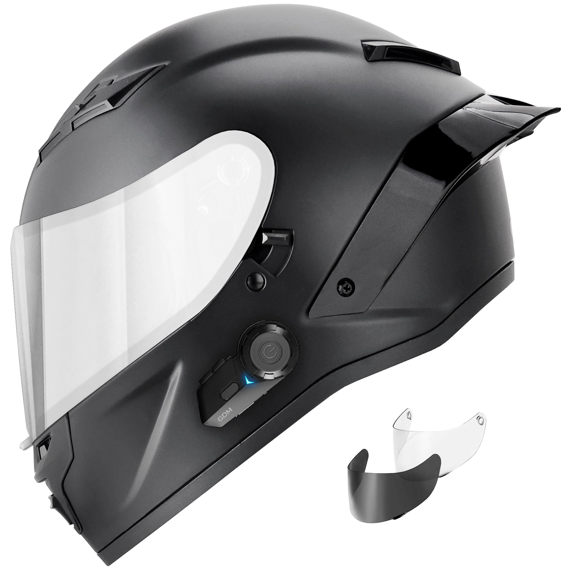GDM Demon Bluetooth Motorcycle Helmet - Full Face DOT Approved for Men & Women - Wireless Communication for Riders - Perfect for Street Bikes, Cruisers & Long Distance Touring