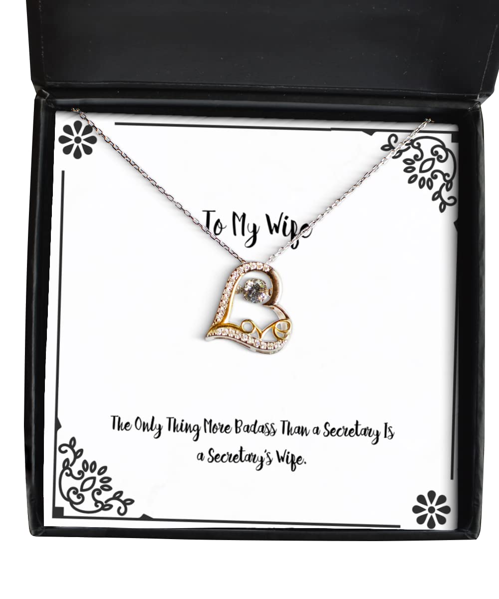 Badass Secretary Love Dancing Necklace - Inspirational Wife Jewelry Gift for Office & Parties