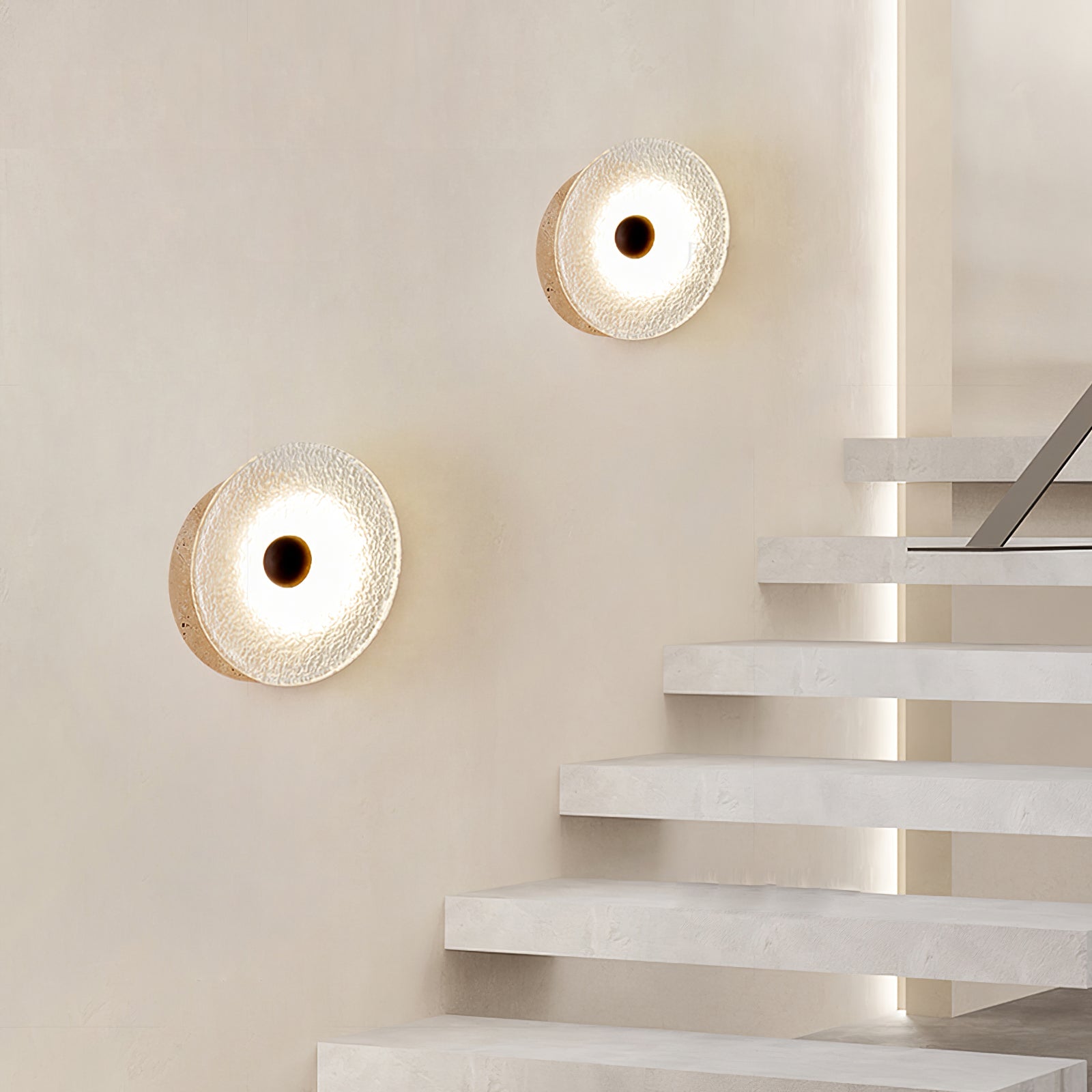 Aurora Travertine Wall Lamp - Modern Rustic Sconce Light Fixture for Living Room, Bedroom, and Hallway Decor