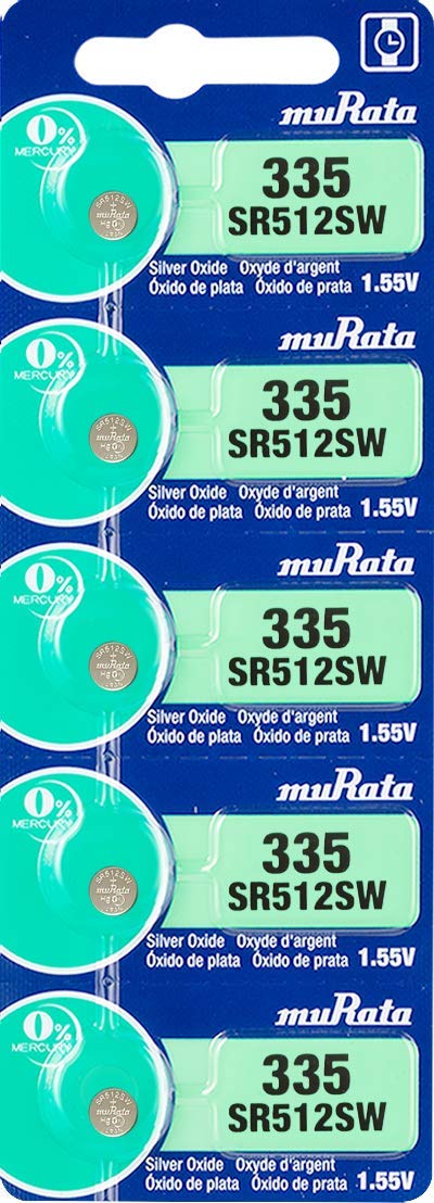 Murata SR512SW 1.55V Silver Oxide Watch Battery (5-Pack) - Long-Lasting Power for Watches, Calculators & Small Electronics