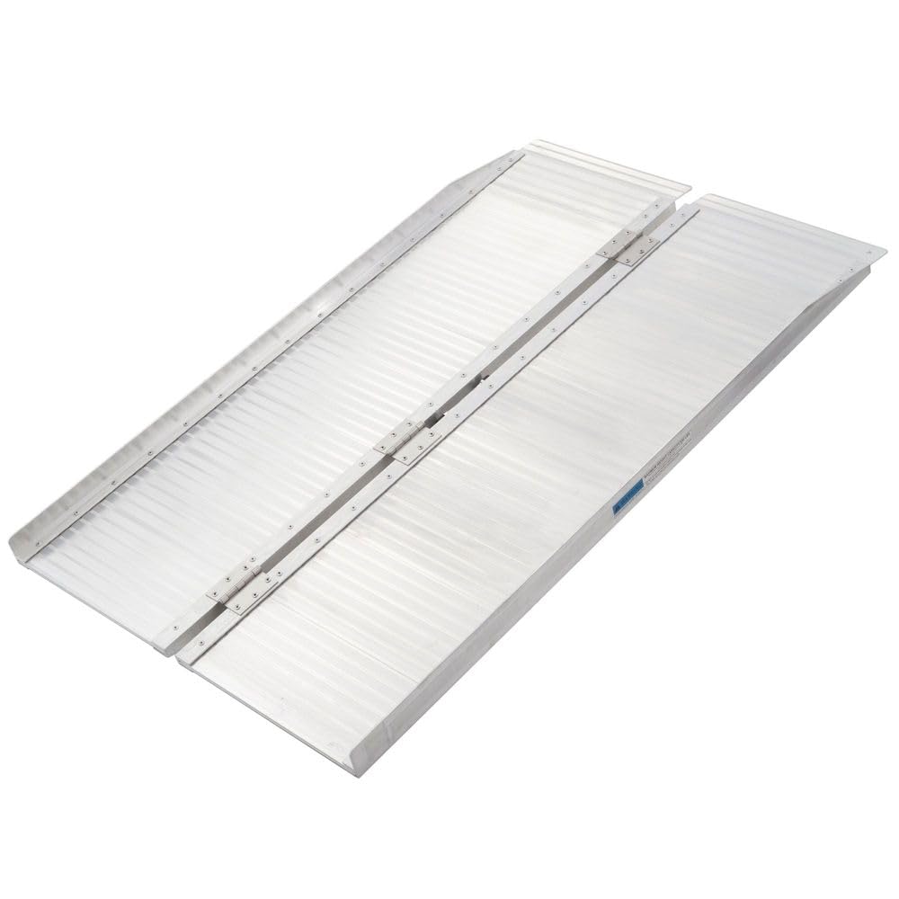 Silver Spring 4-Foot Heavy Duty Folding Ramp - 600 lb Capacity Aluminum Mobility & Utility Ramp for Wheelchairs, Scooters, Lawn Mowers - Perfect for Home, Garage & Outdoor Use