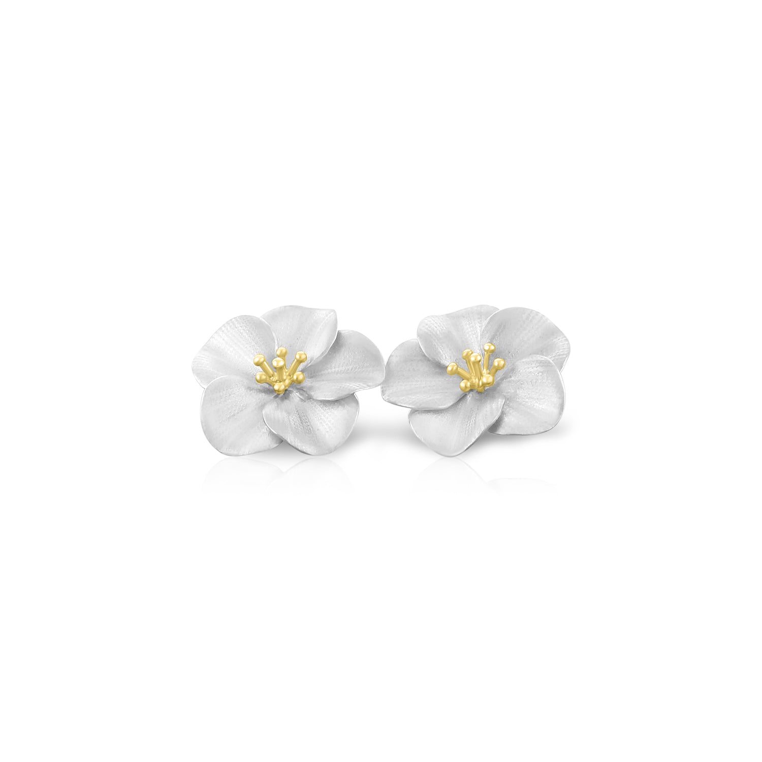 14K White Gold Floral Stud Earrings for Women - Elegant Flower Design for Everyday Wear & Special Occasions