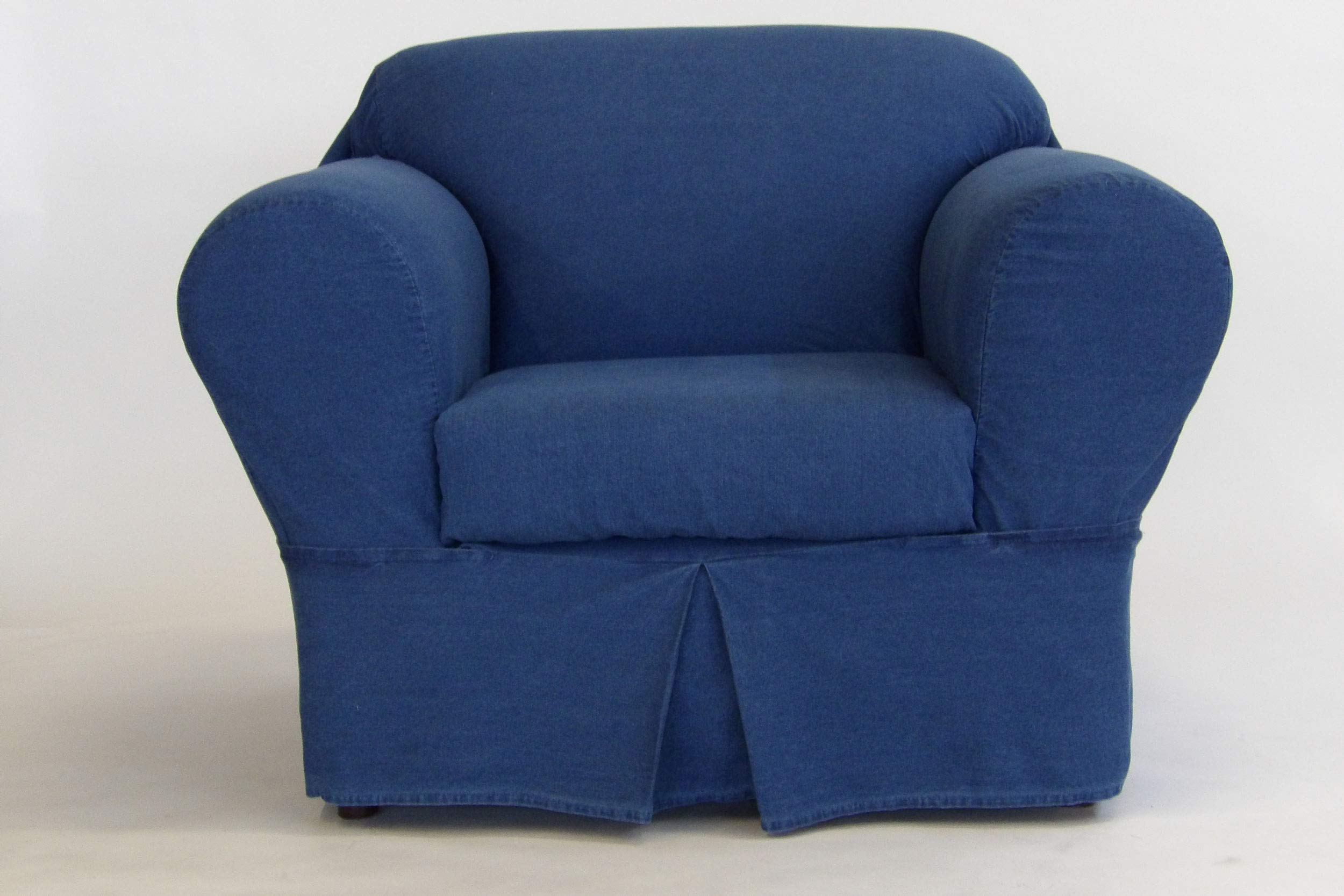 Classic 2-Piece Washed Denim Blue Slipcovers for Chairs - Perfect for Living Room, Bedroom & Office Furniture Protection