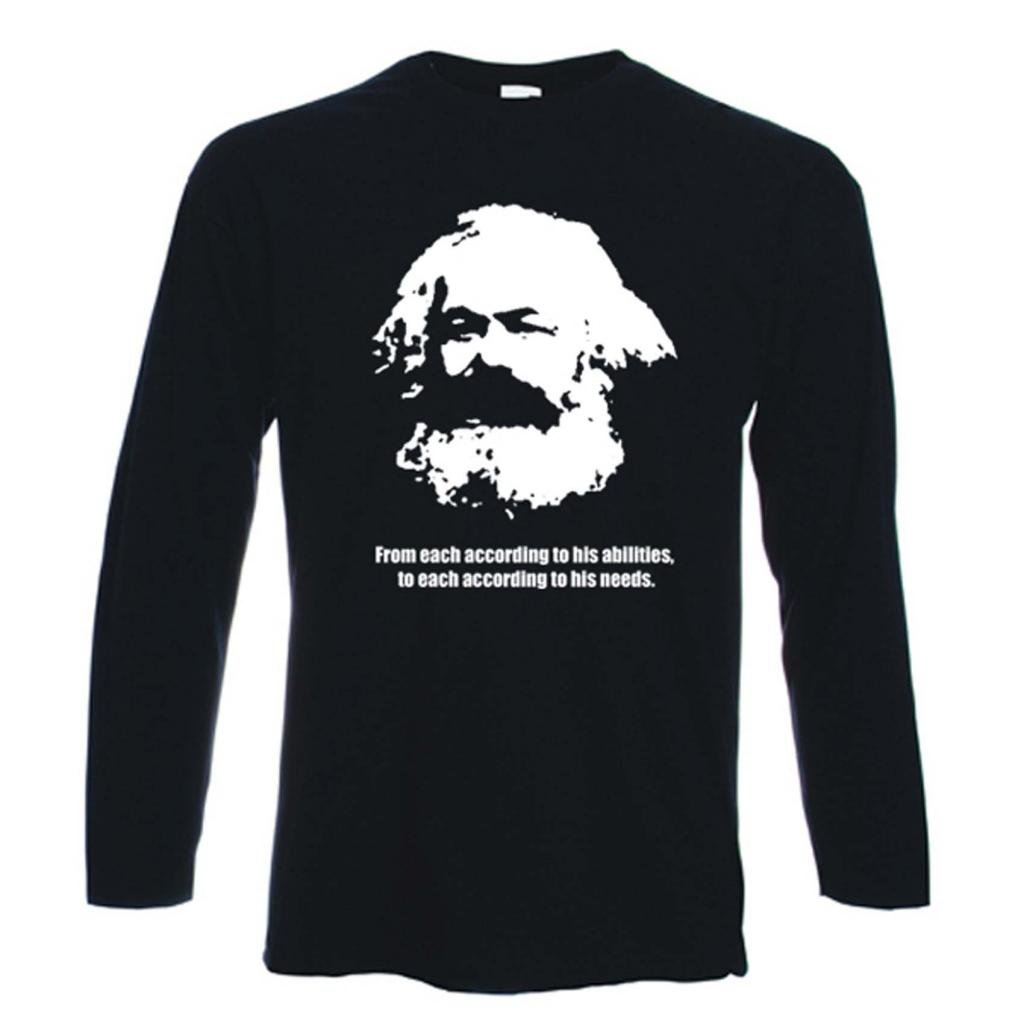 Tribal T-Shirts for Men - Karl Marx Long Sleeve Cotton T-Shirt - Casual Wear & Political Statement Tee for Street Style & Protest Events