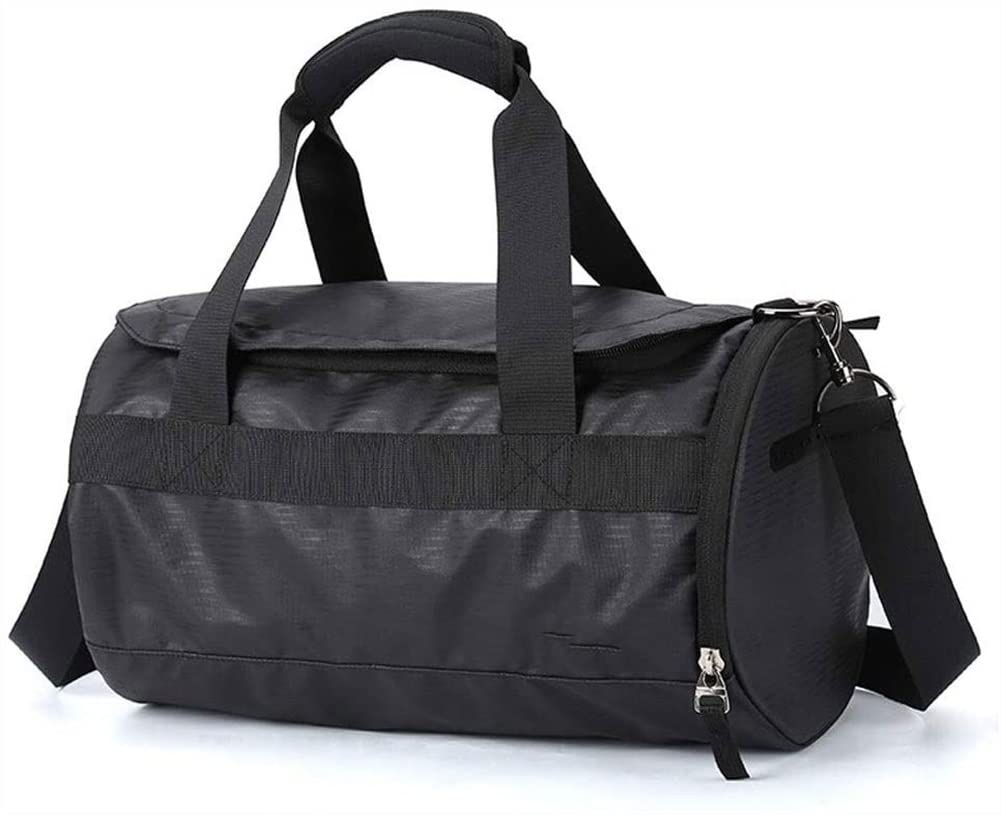 **SMSOM Waterproof Gym Duffle Bag for Men & Women – Sports Travel Duffel with Shoe Compartment – Weekender Overnight Bag for Fitness, Outdoor, Weekend Trips & Travel – Black**