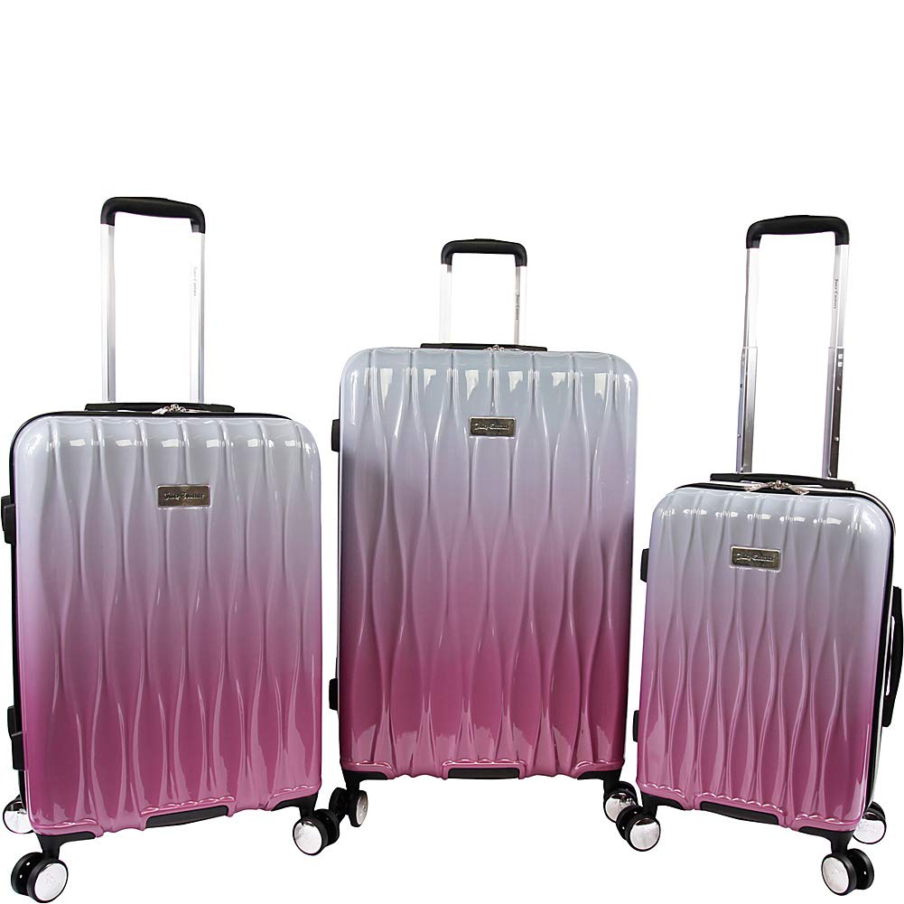 Juicy Couture Women's Lindsay 3-Piece Hardside Spinner Luggage Set - Silver Fuchsia, Lightweight Durable Suitcase for Travel, Carry-On & Check-In Bags - Perfect for Vacations, Business Trips & Weekend Getaways