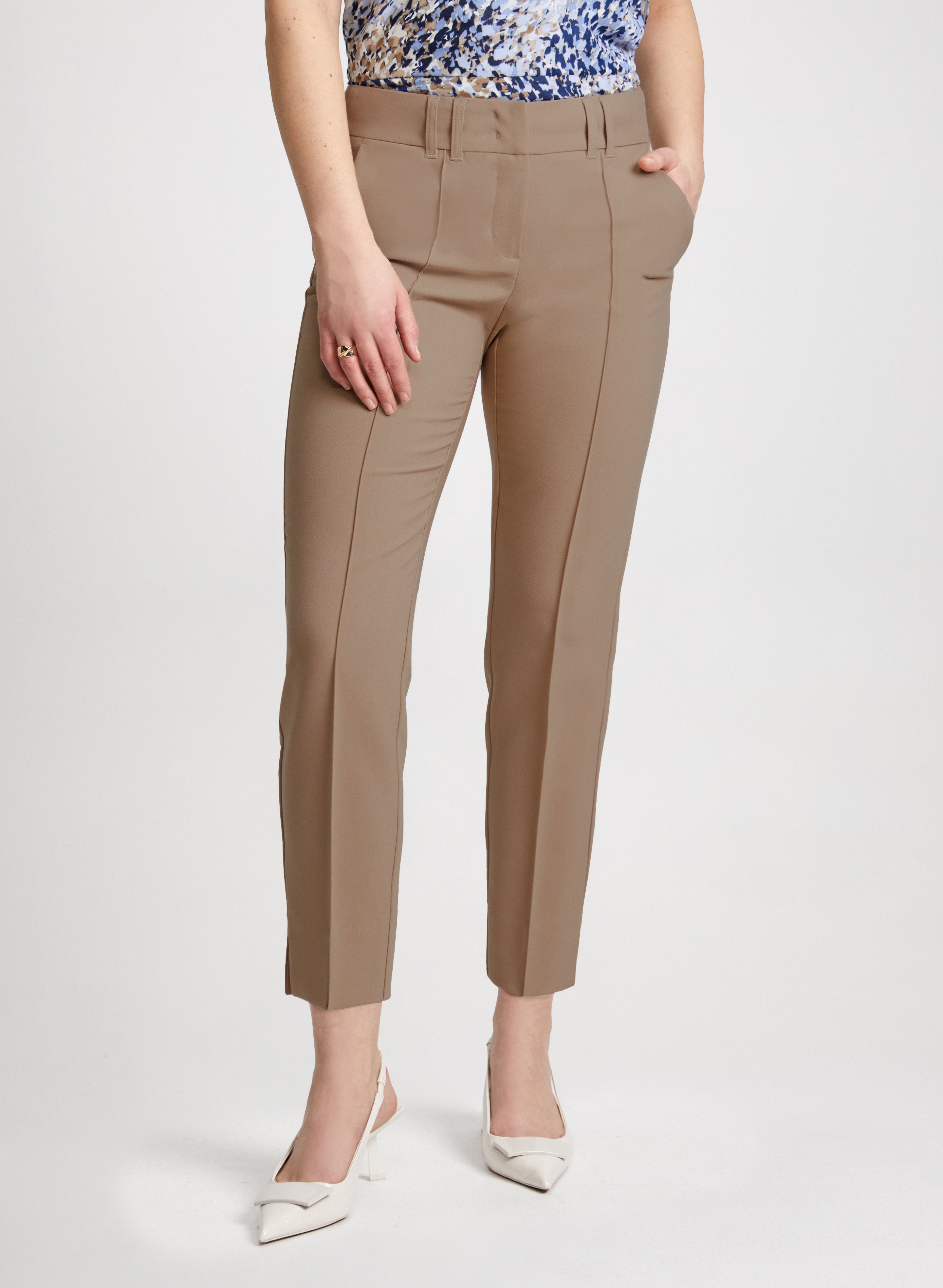 City Fit Slim Leg Pants for Women - High Waisted Stretchy Office Work Trousers - Perfect for Business Casual, Workwear & Everyday Wear