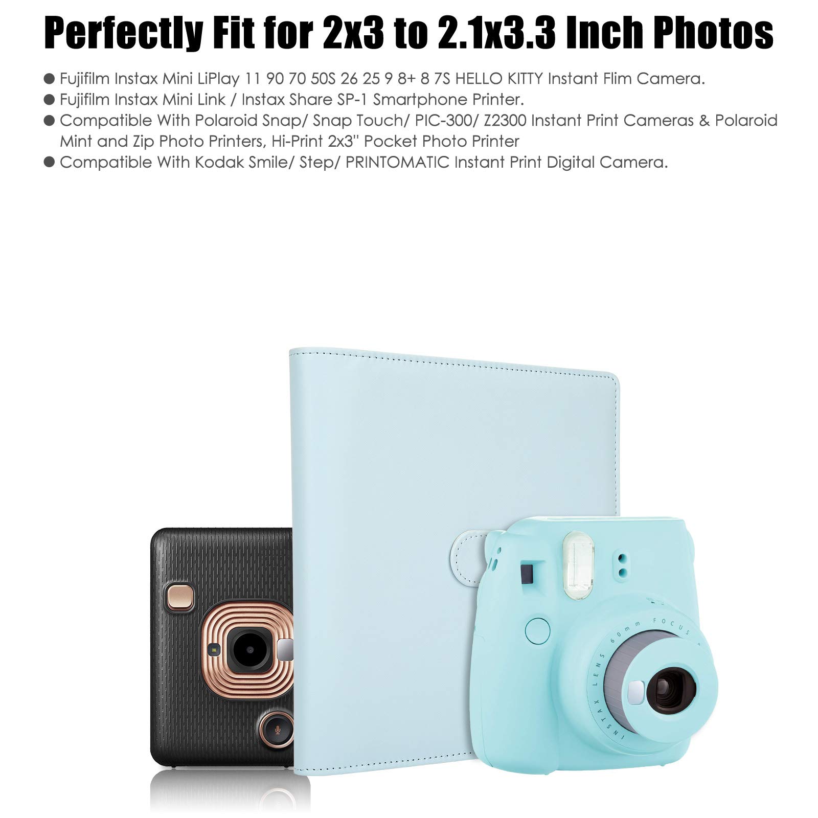 256 Pockets Leather Photo Album for Fujifilm Instax Mini 12/11/9/40/90/8/7/Evo/LiPlay Instant Camera - Blue | Premium Storage for Polaroid Pictures, Perfect for Weddings, Travel & Memory Keeping