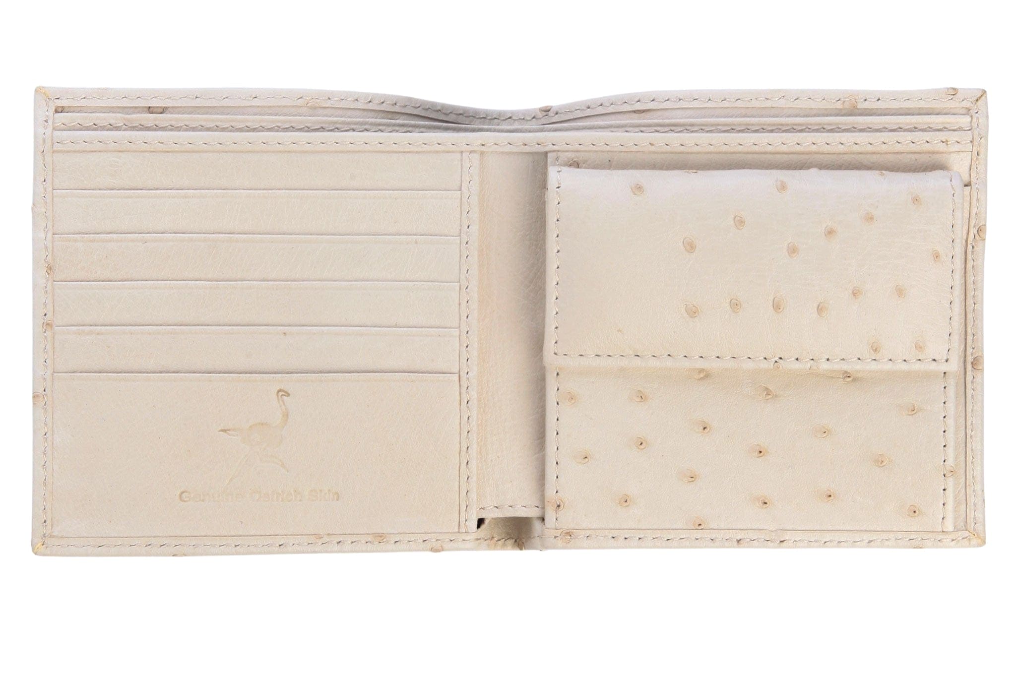 Genuine White Ostrich Skin Leather Wallet for Men - Slim Bifold RFID Blocking Luxury Wallet - Perfect for Business, Travel & Everyday Use