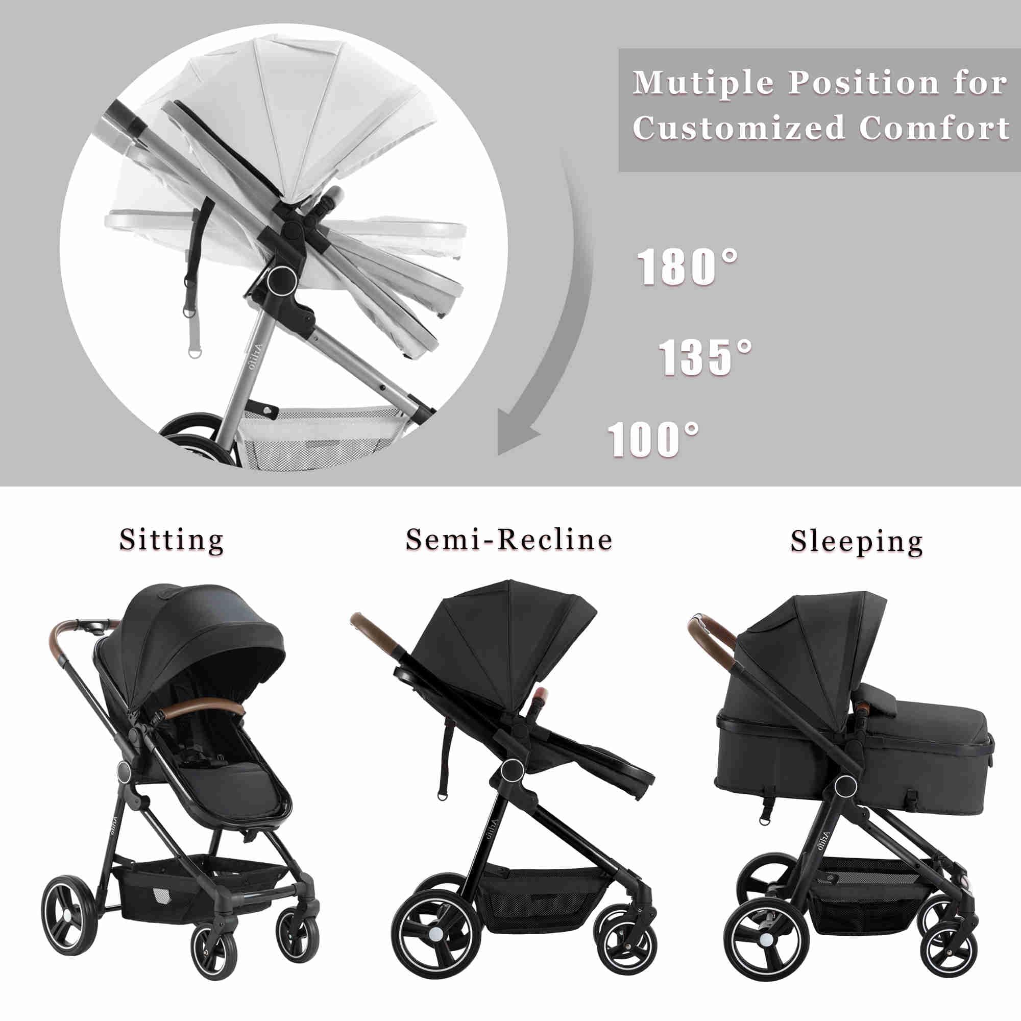 2 in 1 Baby Stroller with Bassinet - Lightweight Foldable Convertible Travel Stroller for Newborn & Toddler (Girl & Boy) | Perfect for Shopping, Travel & Daily Walks
