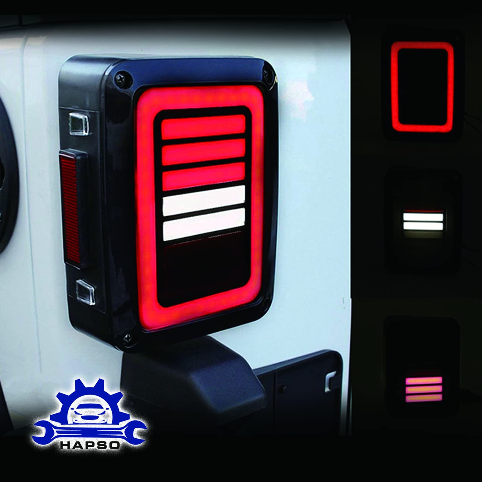 2007-2018 Jeep Wrangler JK/JKU LED Tail Light Assembly - Clear Lens, Multi-Function Brake Lights, Turn Signals & Reverse Lights | Upgrade for Off-Roading & Night Driving Safety