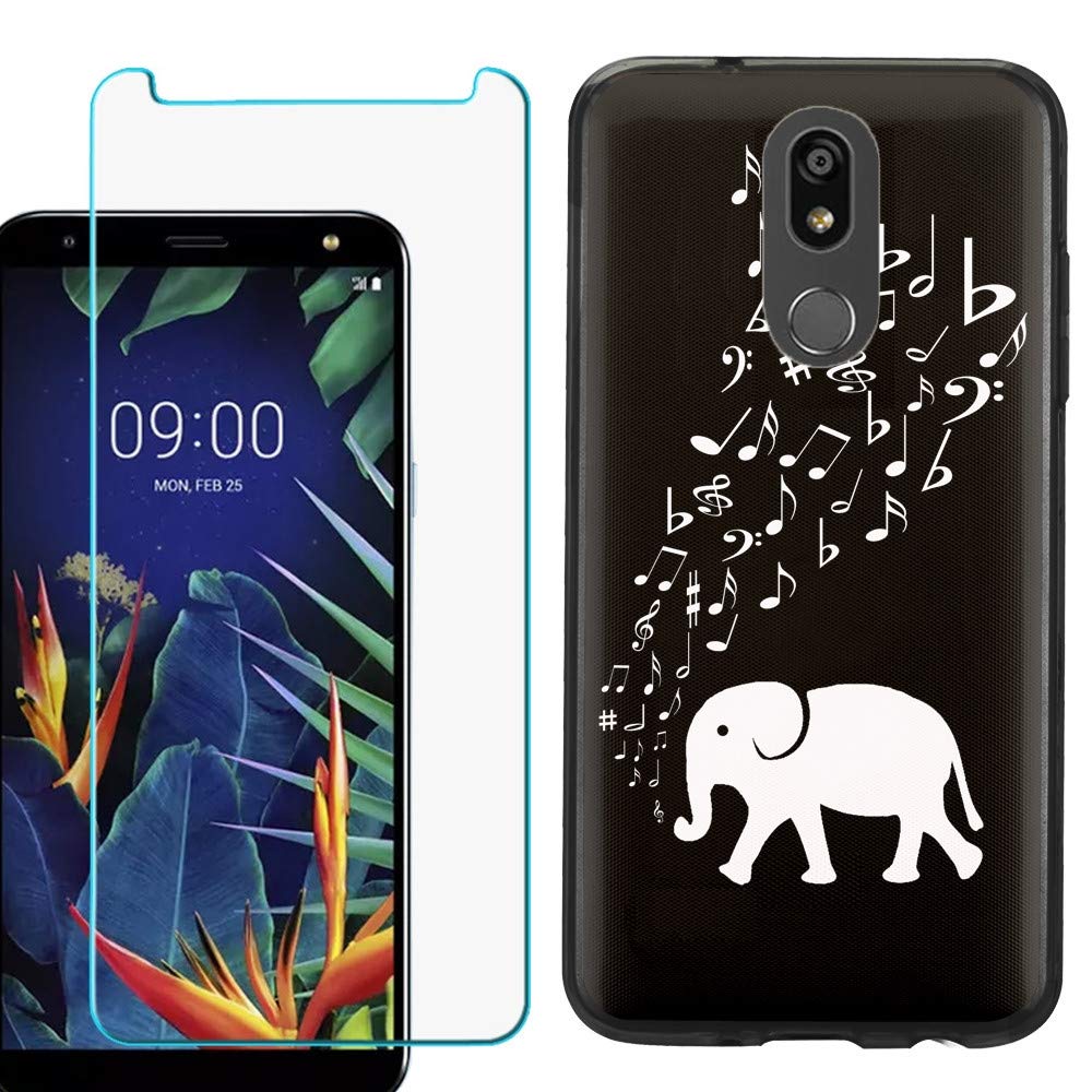 LG Solo LTE / Harmony 3 / K40 Phone Case - Slim Fit TPU Protective Cover with Tempered Glass Screen Protector (Black Bezel) by One Tough Shield - Durable & Shockproof for Everyday Use, Work & Travel