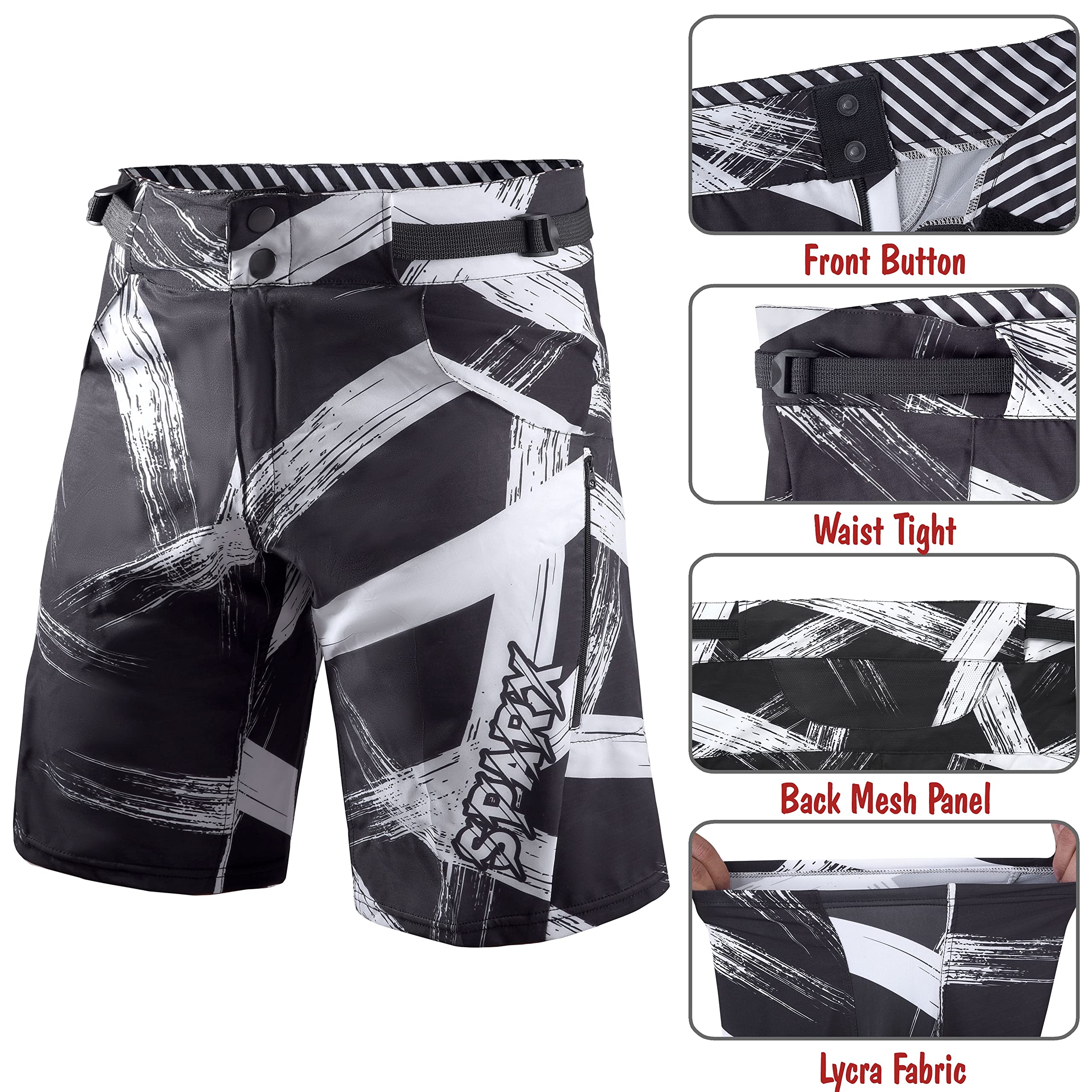 SPARX Men's Mountain Bike Shorts - Padded MTB Cycling Shorts with Stretch & Loose-Fit for Comfort | Durable Baggy Biking Shorts for Trail Riding & Outdoor Adventures