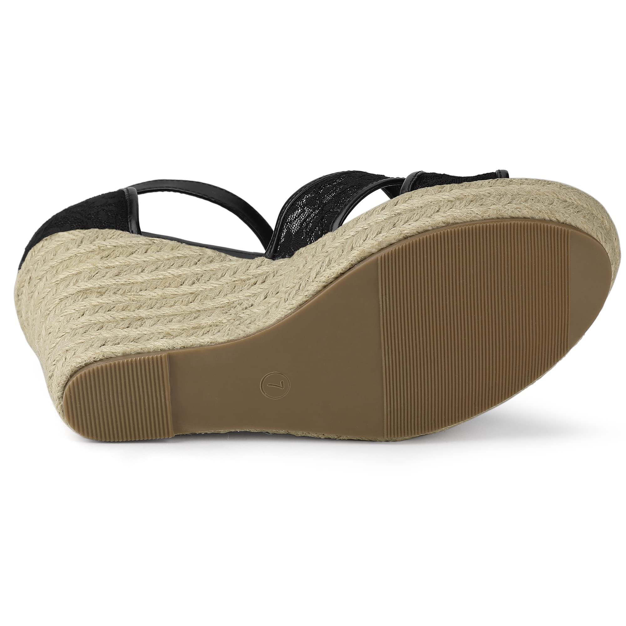 Allegra K Women's Espadrilles Lace Wedge Sandals - Comfortable Summer Casual Shoes for Beach, Vacation & Outdoor Wear