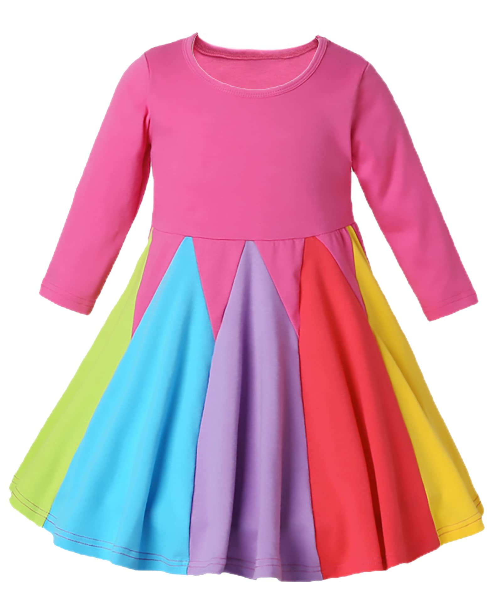 KISSOURBABY Girls Long Sleeve Cotton Casual Dress - Vintage Print Princess Dress for Toddler & Kids - Perfect for Birthday Party, School, Holiday & Family Photos
