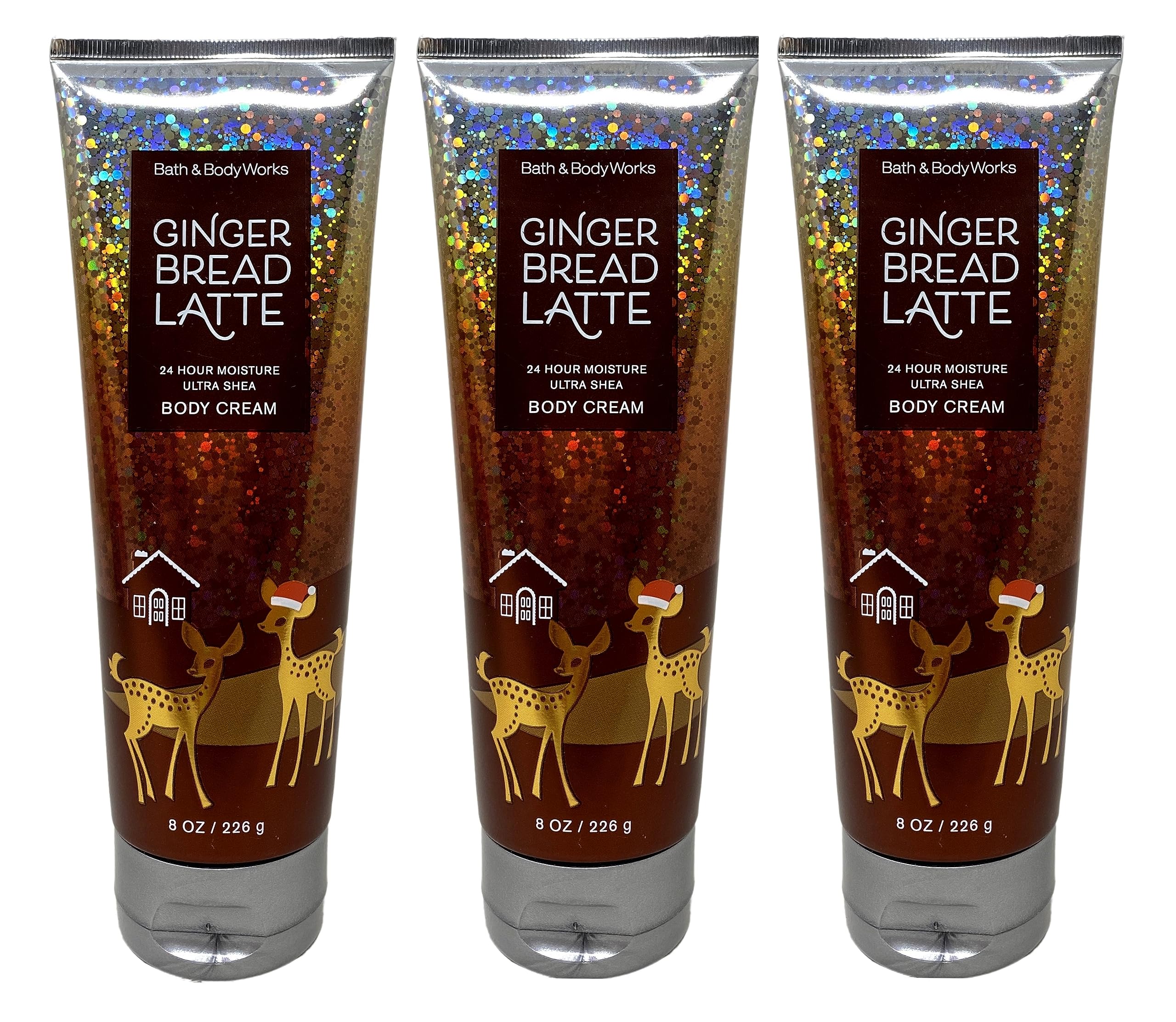 Bath & Body Works Gingerbread Latte 3-Piece Ultra Shea Body Cream Set - 24 Hour Moisturizing Value Pack for Dry Skin Care, Holiday Gift & Winter Hydration