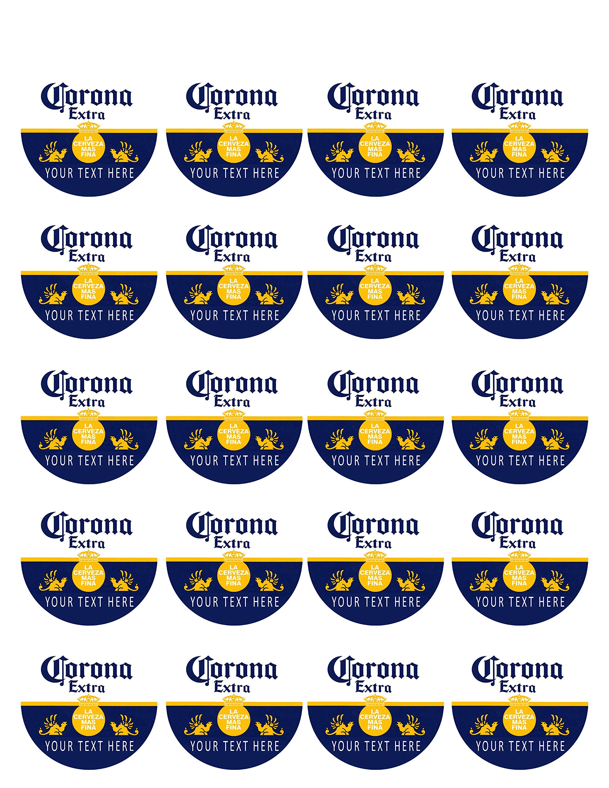 Corona Extra Edible Cupcake Toppers - 1.8 Inch Decorations (20 Pieces/Sheet) for Birthday Parties, Cinco de Mayo Celebrations & Mexican Themed Events