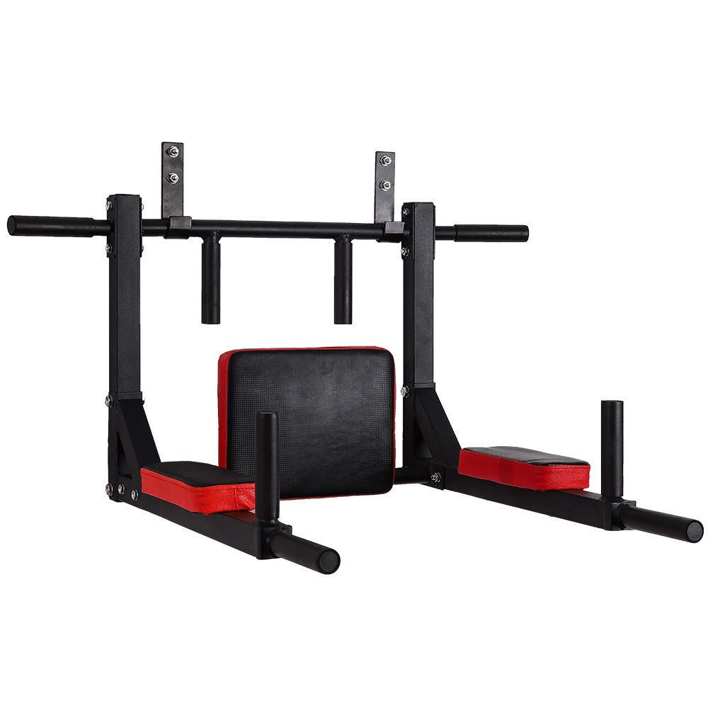 Pull Up Bar for Home Gym - Wall Mounted Chin Up Bar with Heavy Duty Steel Construction, Black/Red - Perfect for Strength Training & Home Workouts