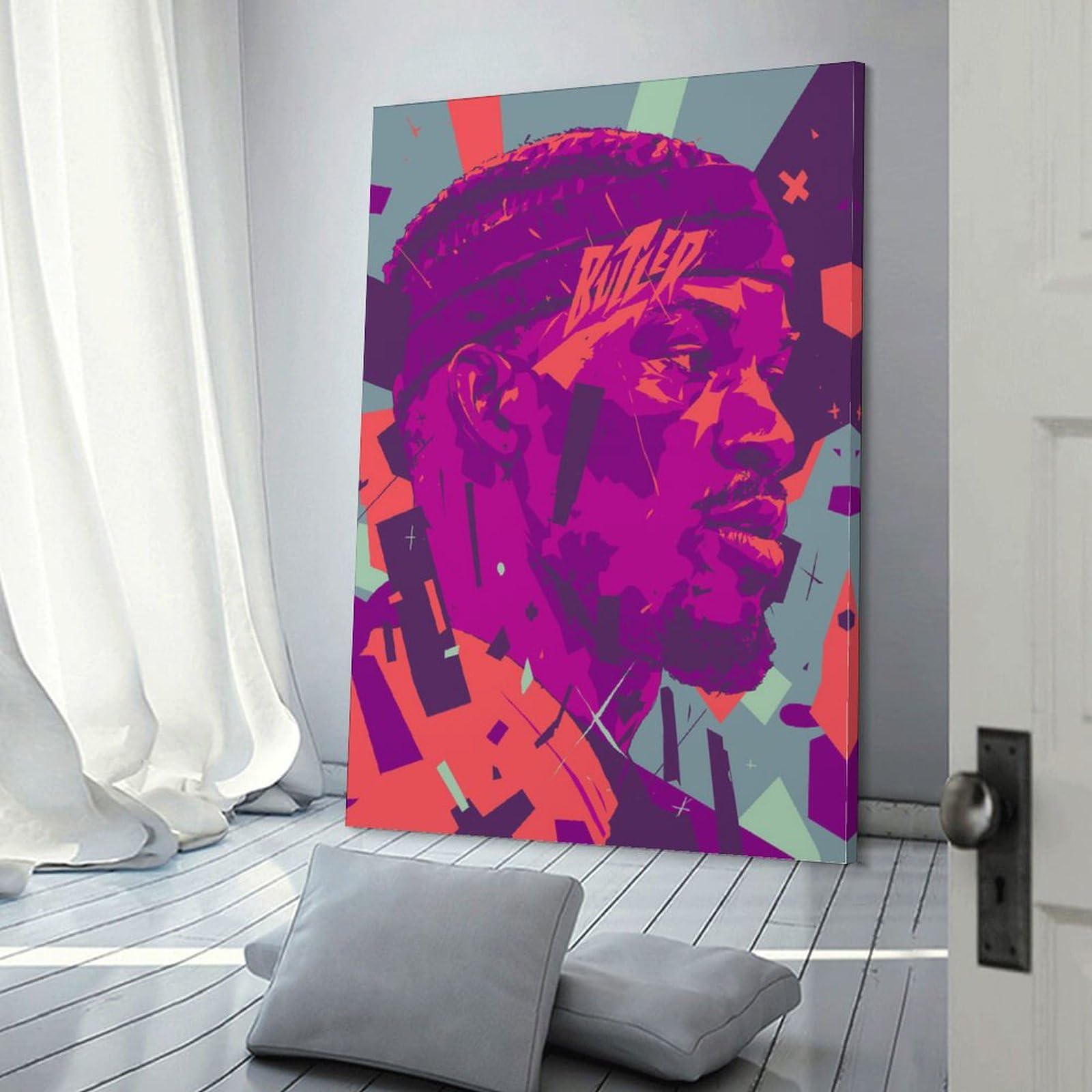 DLUCCA Jimmy Butler Basketball Poster - 24x36inch (60x90cm) NBA Superstar Wall Art, Canvas Print for Home Decor, Bedroom, Office & Man Cave - Perfect Gift for Basketball Fans & Sports Lovers