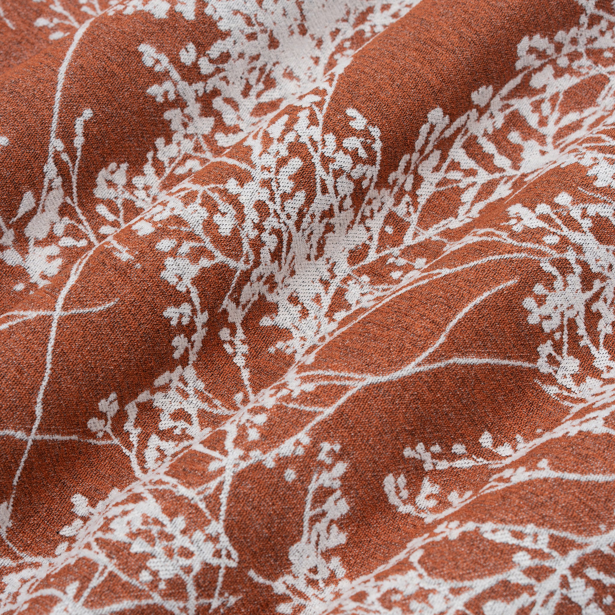 Reversible Jacquard Tablecloth 90x132 Inches - Rust Color Leaf & Branch Design - Perfect for Dining Table, Kitchen, and Outdoor Picnics