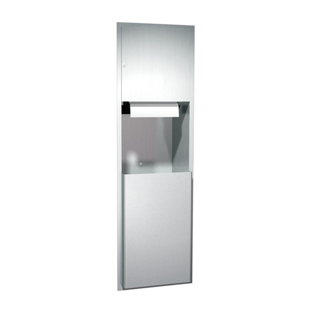 ASI 04692A Automatic Paper Towel Dispenser with Built-in Waste Bin - Recessed Satin Finish for Restrooms, Kitchens & Commercial Spaces