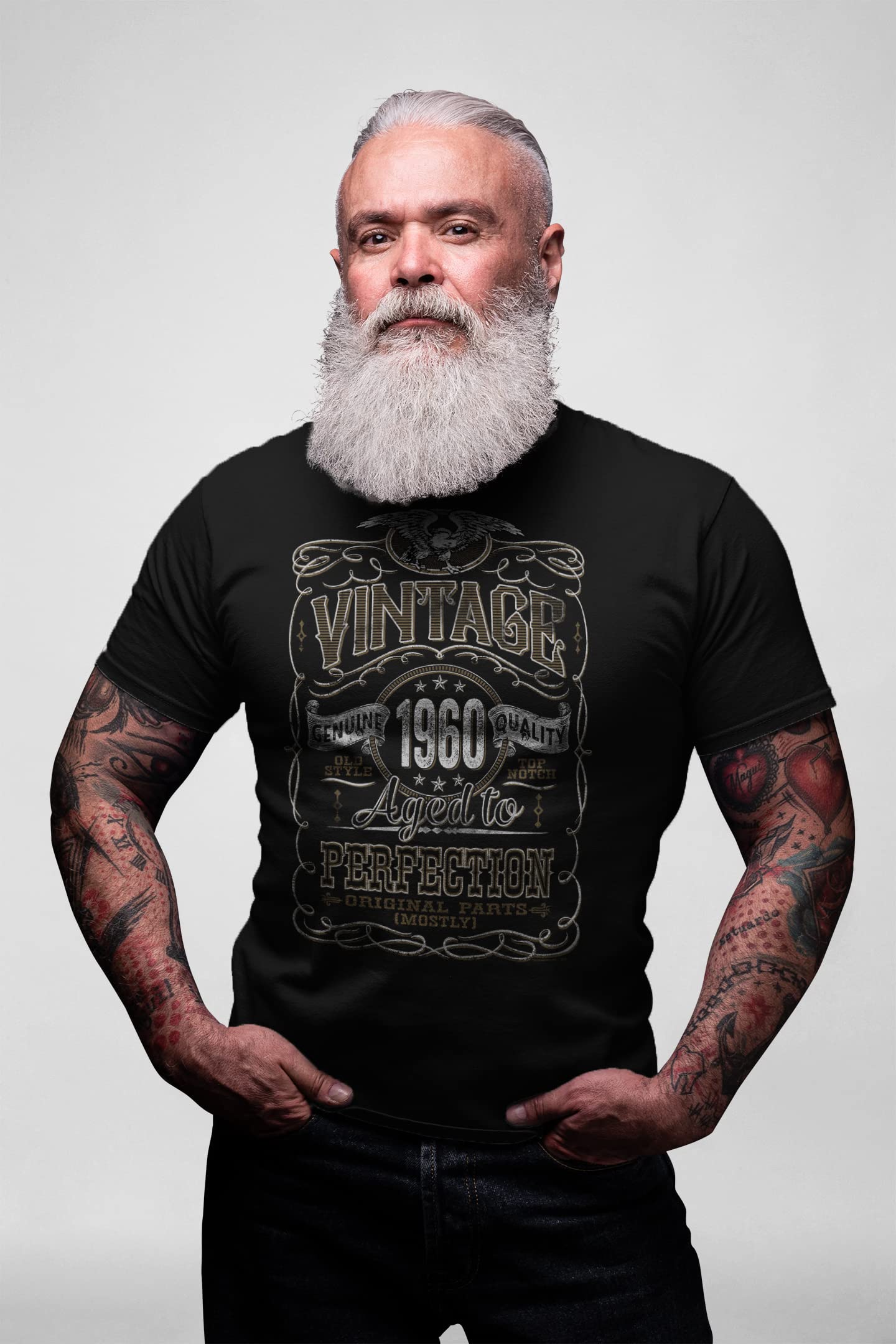 Vintage 1960 Aged to Perfection 65th Birthday Gift T-Shirt for Men - Funny 65 Year Old Present - Perfect for Birthday Parties & Retirement Celebrations