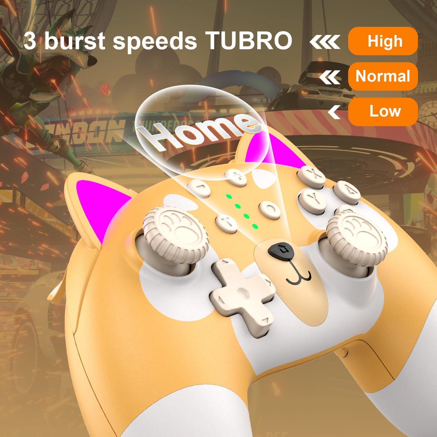 Wireless Switch Pro Controller for Nintendo Switch OLED/Switch Lite/PC - 6-Axis Motion Sensor, Vibration & Turbo Function - Cute Puppy Design - Perfect for Gaming, Streaming & Multiplayer Sessions