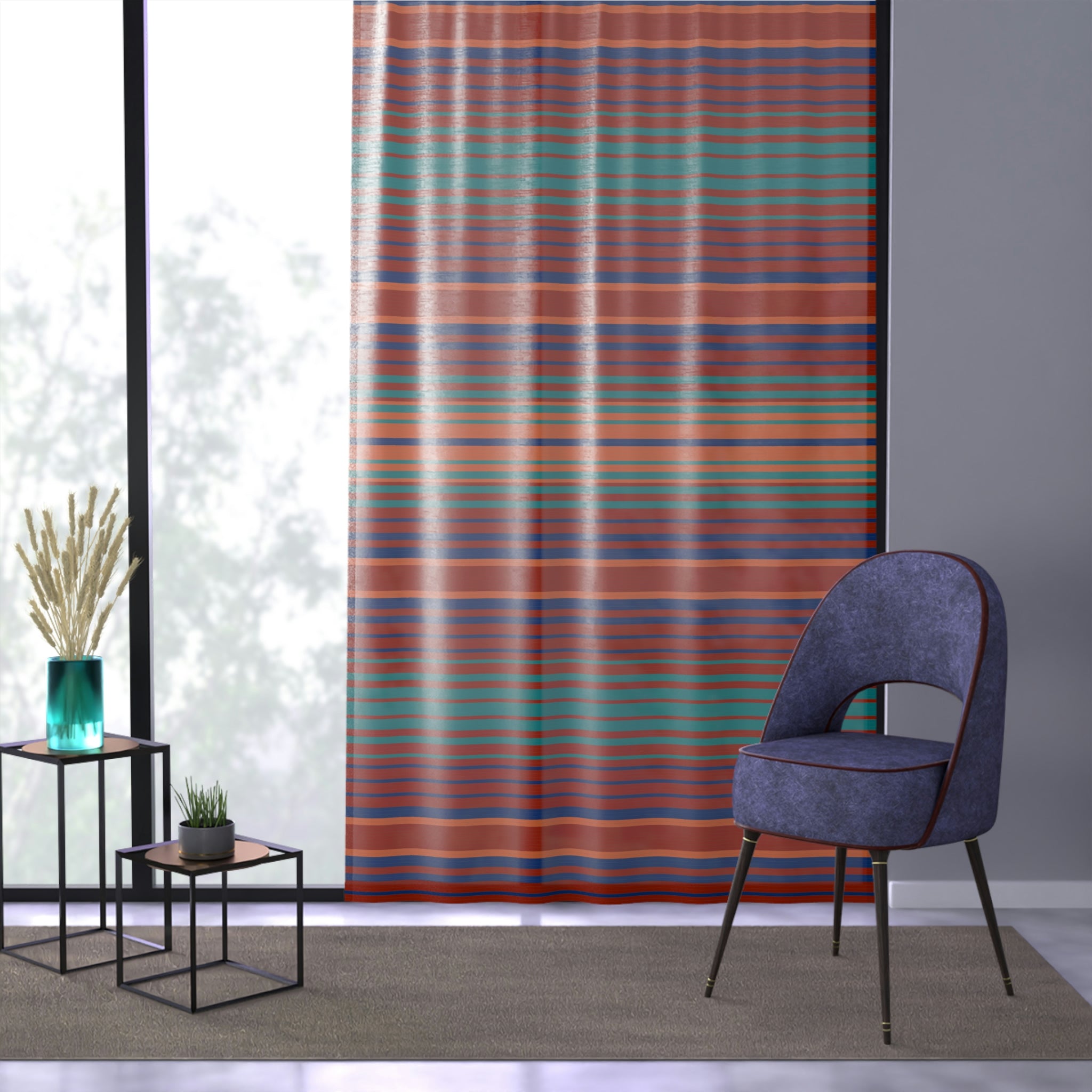 Lakeshore Ridge Sheer Window Curtain - 50x84 Inch Single Panel Polyester Drapes with One-Sided Print for Living Room & Bedroom - Light Filtering Semi-Transparent Window Treatment for Home Decor