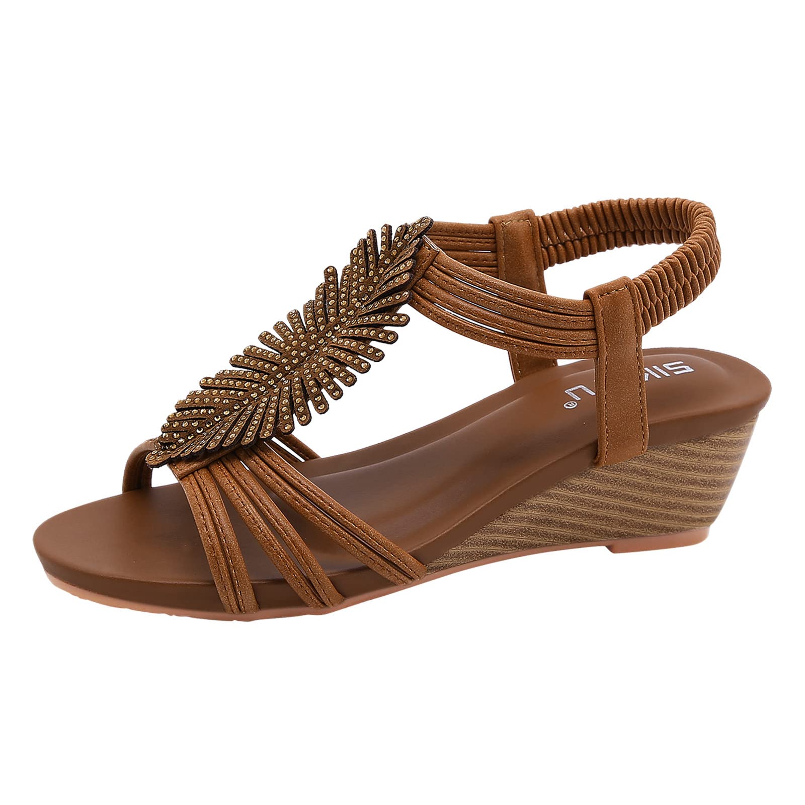 Women's Bohemian Wedge Sandals - Peep Toe T-Strap Flat Beach Shoes for Ladies | Casual Summer Walking, Vacation Outfits & Sporty Style