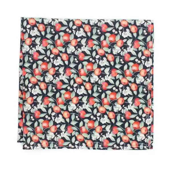 L A Smith Elvington Orchard Tie and Hank Set - Premium Liberty Fabric Necktie & Pocket Square Set for Men - Perfect for Weddings, Business Meetings & Formal Events