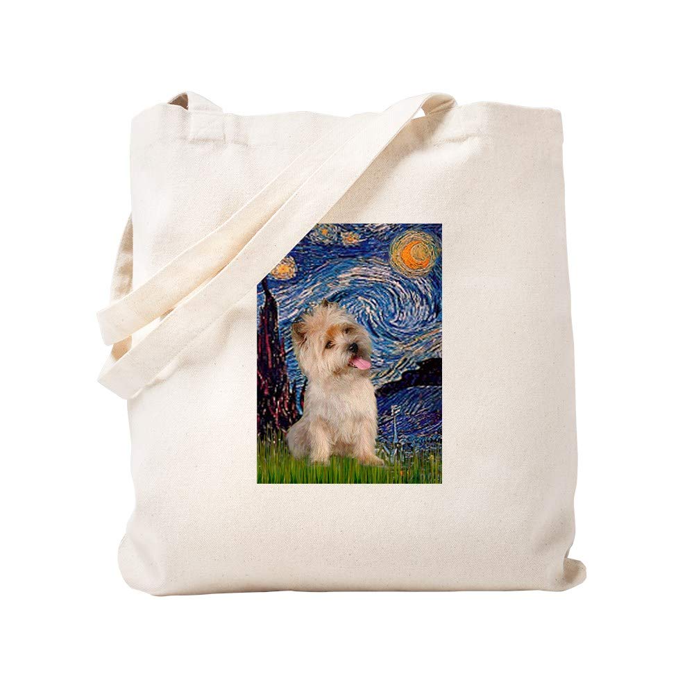Starry Night & Cairn Terrier Canvas Tote Bag - Eco-Friendly Reusable Shopping Bag for Groceries, Beach & Daily Use