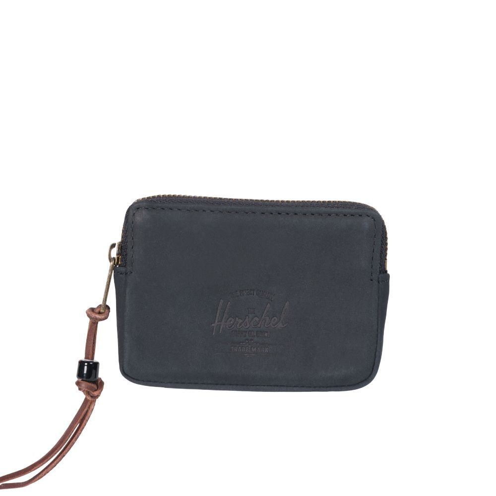 Herschel Beaded Collection Oxford Wallet for Men & Women - Slim RFID Blocking Leather Card Holder - Perfect for Travel, Business & Everyday Use (Black)