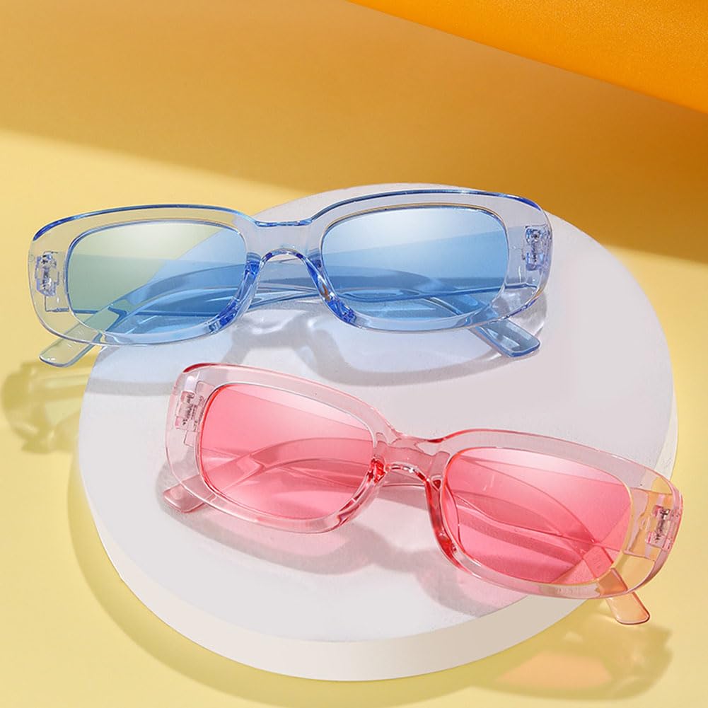 YQVIE 12 Pack Rectangle Sunglasses Bulk for Women & Men - Pink Series (Pink/Hotpink) | Bachelorette Party, Beach Vacation, Summer Festival & Outdoor Events Accessories