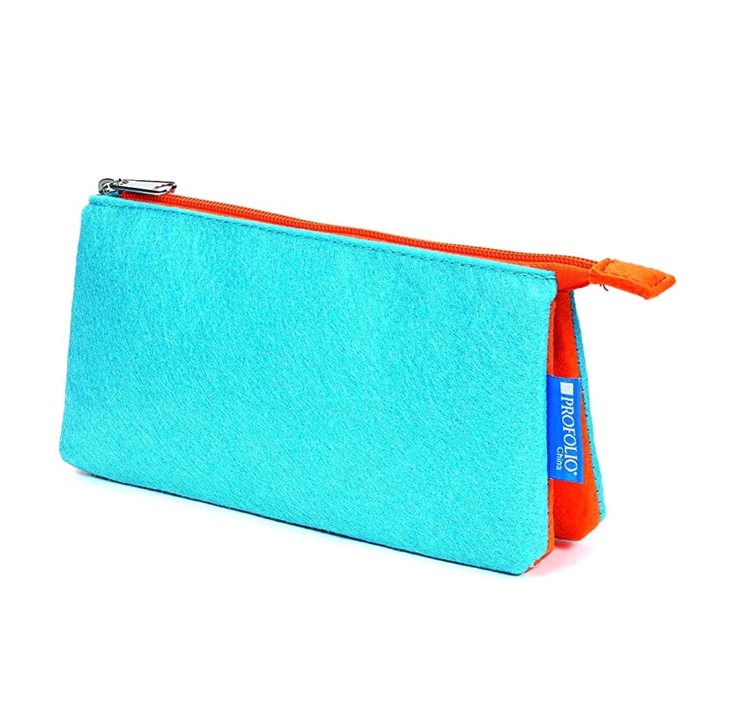 Itoya Profolio Small Midtown Pouch - Waterproof Document Organizer in Ocean Blue & Orange - Perfect for Office, Travel, and School Supplies Storage