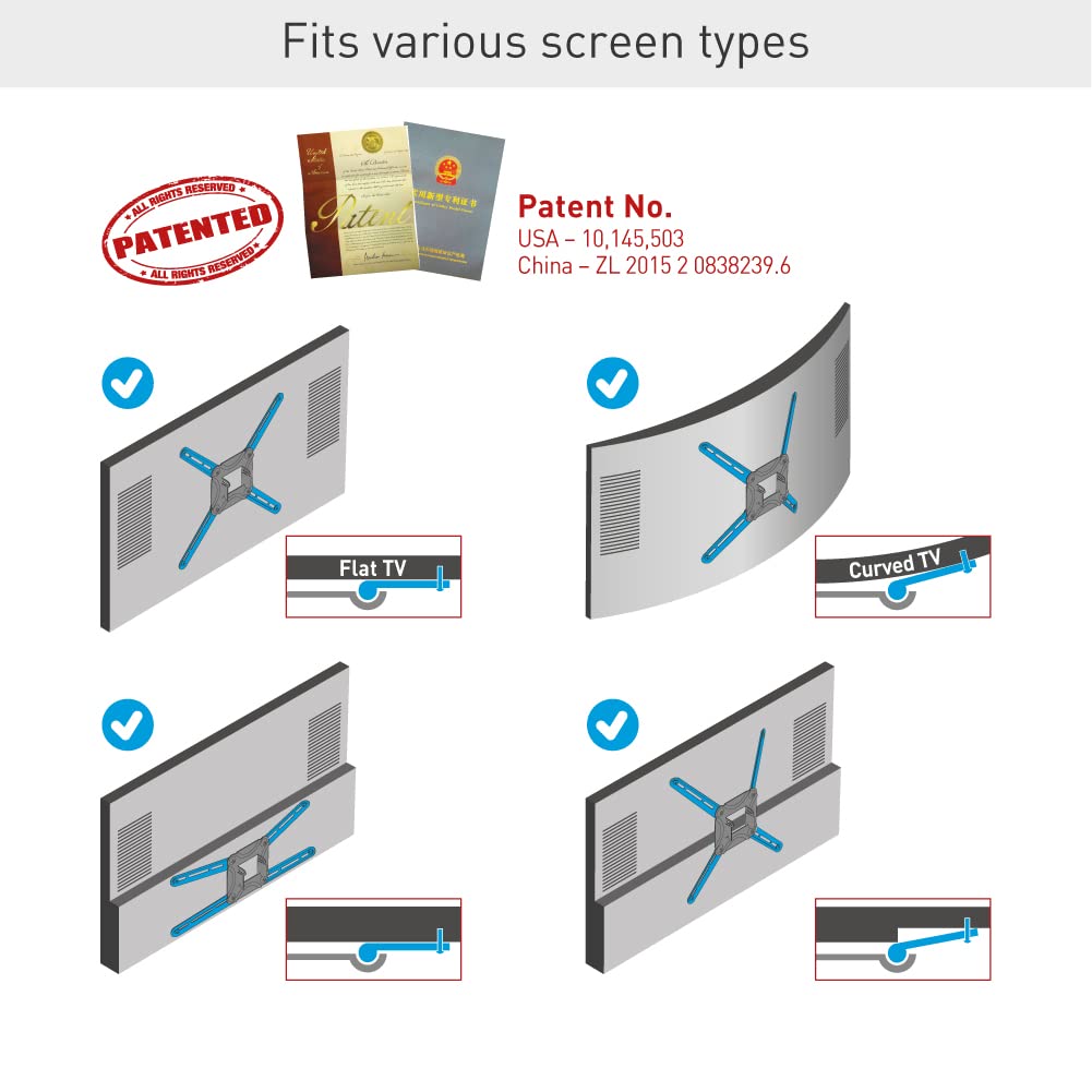 Barkan 40 Inch Long Full Motion TV Wall Mount for 13-83 Inch Flat/Curved Screens - 4-Way Articulating Arm, Extends Up to 40