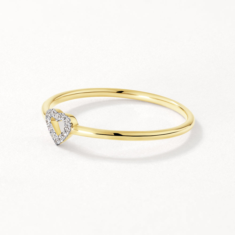 10k Gold Micro Pave Diamond Open Heart Ring - Elegant Dainty Jewelry for Women, Perfect for Valentine's Day, Anniversary & Romantic Gifts