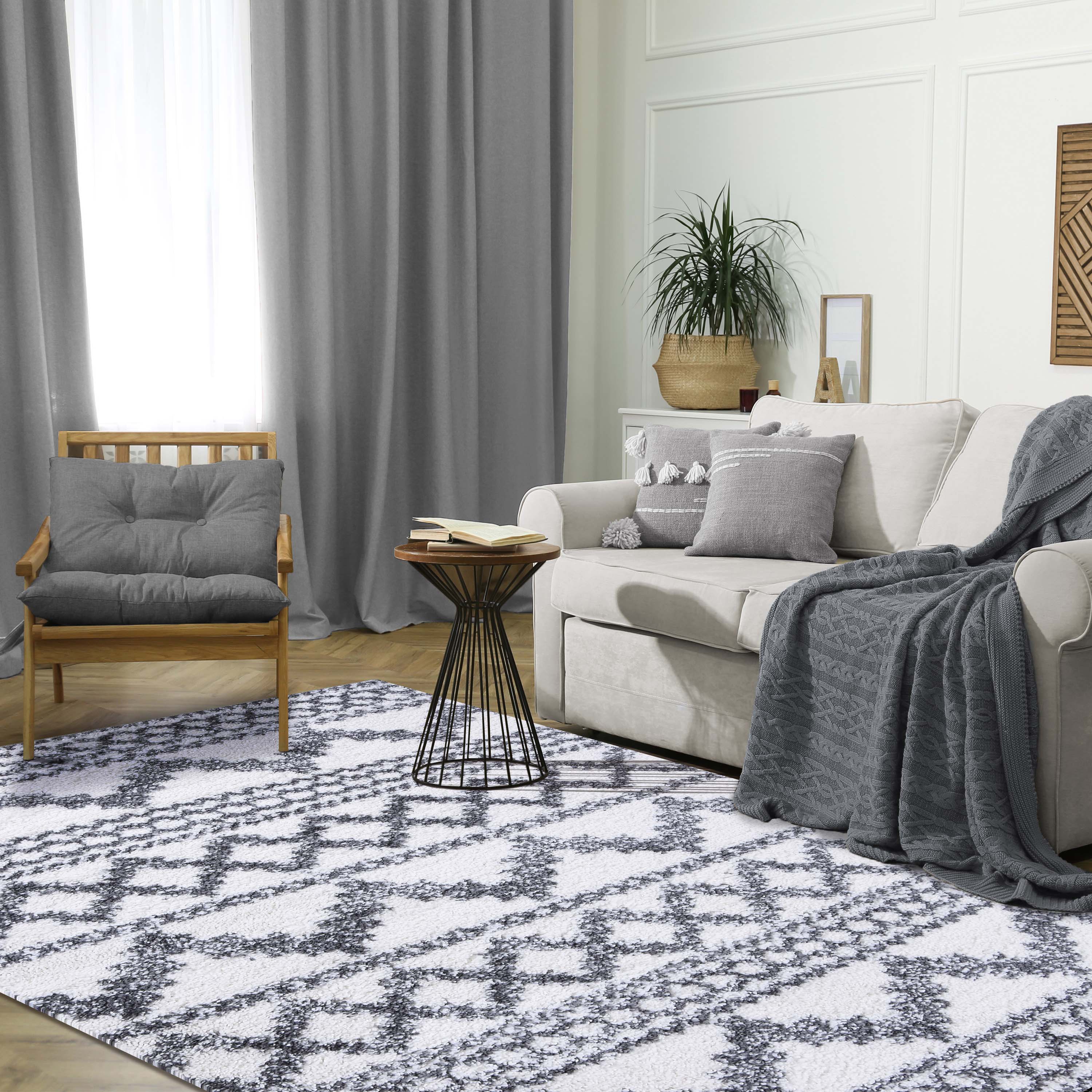 Bohemian Shag Area Rug - Soft Plush Geometric Design for Living Room, Bedroom & Nursery | Stylish & Cozy Home Decor