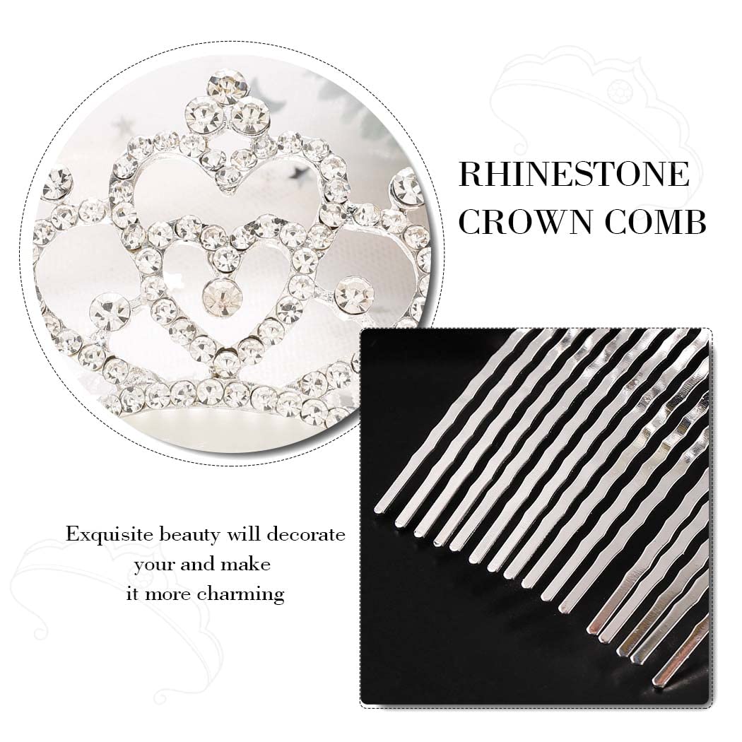 Kilshye Silver Rhinestone Princess Tiara Hair Comb - Elegant Crown Headband for Women | Perfect for Prom, Weddings, Pageants & Special Occasions