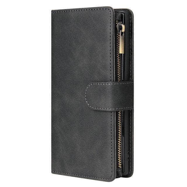 Premium Multifunction Leather Wallet with Zipper for Samsung Galaxy S21 - RFID Blocking, Card Slots & Phone Protection - Perfect for Travel, Work & Everyday Use