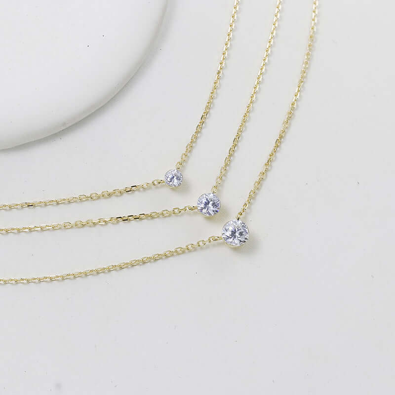 14K Gold Solitaire Moissanite Pendant Necklace for Women | Elegant Dainty Jewelry Gift for Anniversary, Birthday & Valentine's Day | Perfect for Everyday Wear & Special Occasions