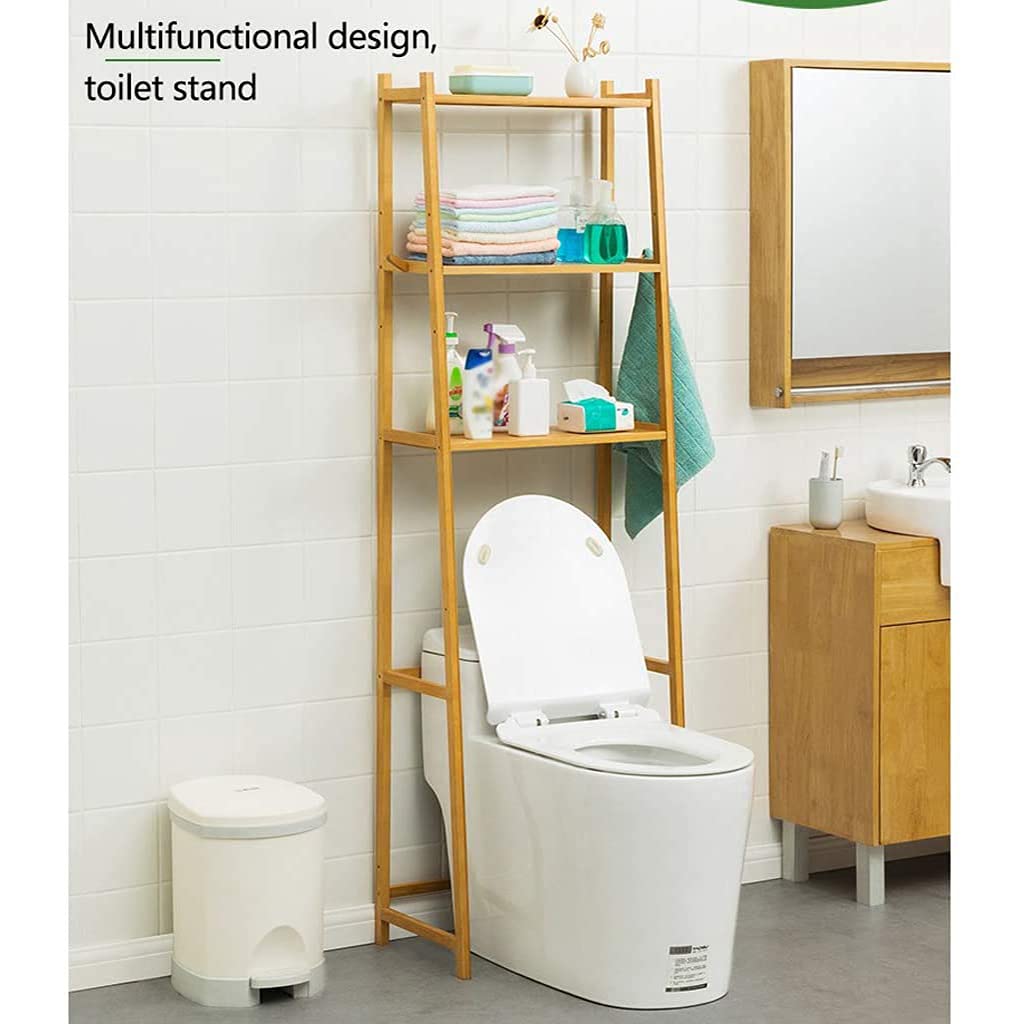 Bathroom Over Toilet Storage Shelf - Space Saving Bamboo Organizer for Bathroom, Laundry Room & Living Room | Easy to Assemble Freestanding Shelves | Perfect for Towels, Toiletries & Decor Storage