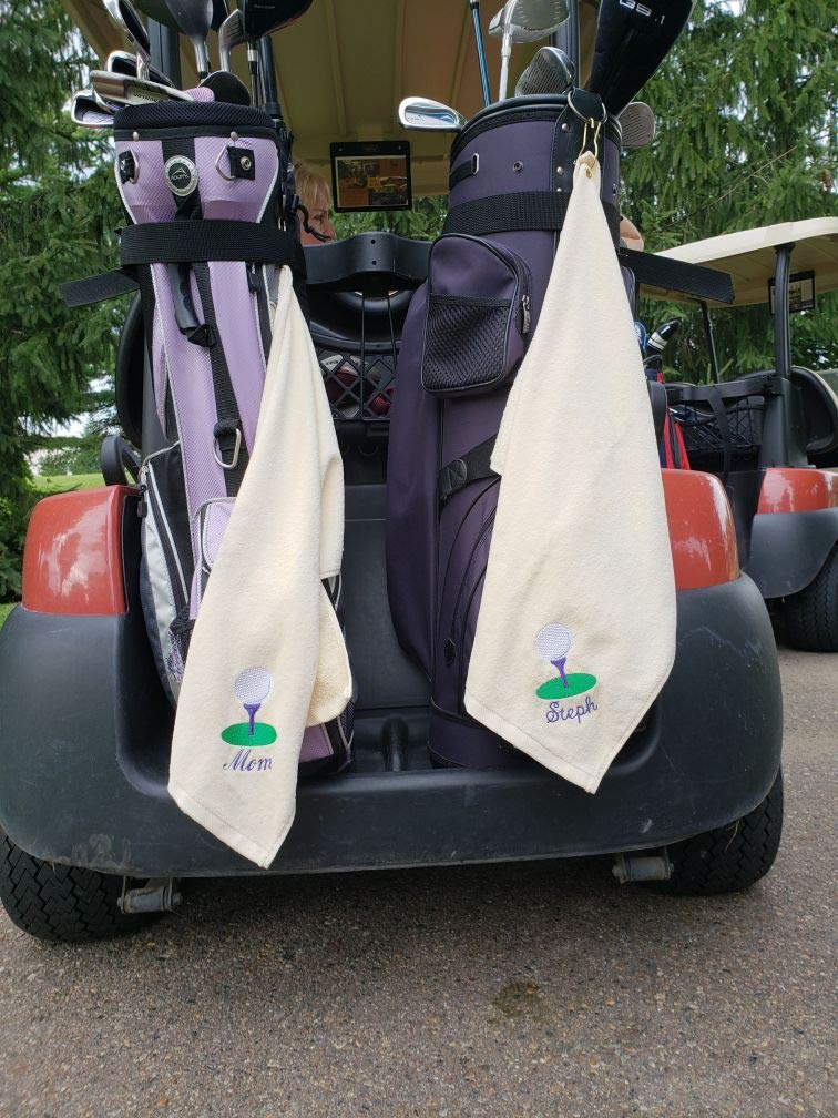 Custom Embroidered Golf Towels - Personalized Gift for Dad, Birthday, Father's Day | Premium White Golf Accessories with Monogram - Perfect for Country Clubs, Tournaments & Sports Enthusiasts (CE6900)