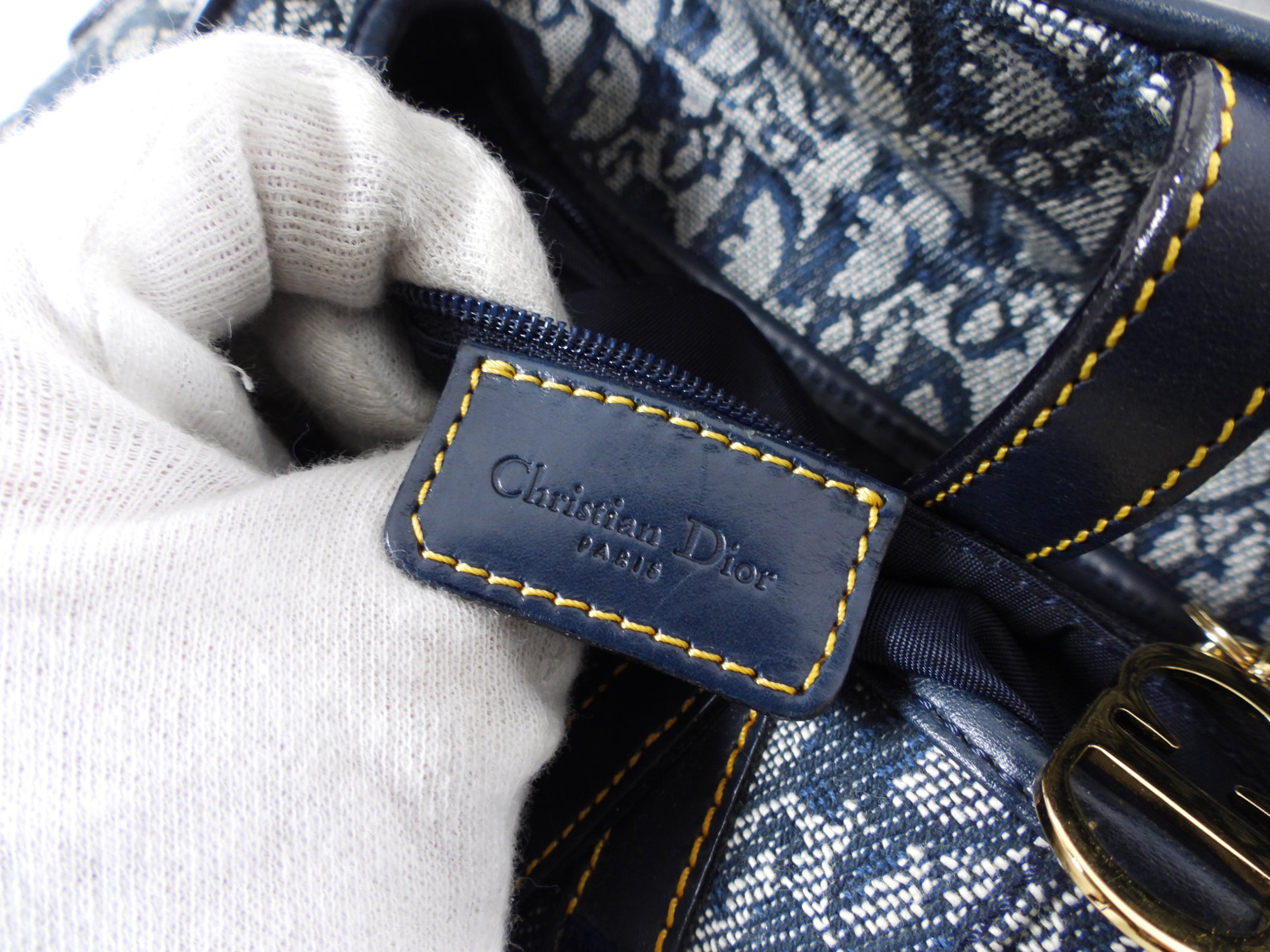 Vintage Christian Dior Saddle Bag in Blue Oblique with Gold Hardware - Perfect for Everyday Use, Parties & Fashion Events