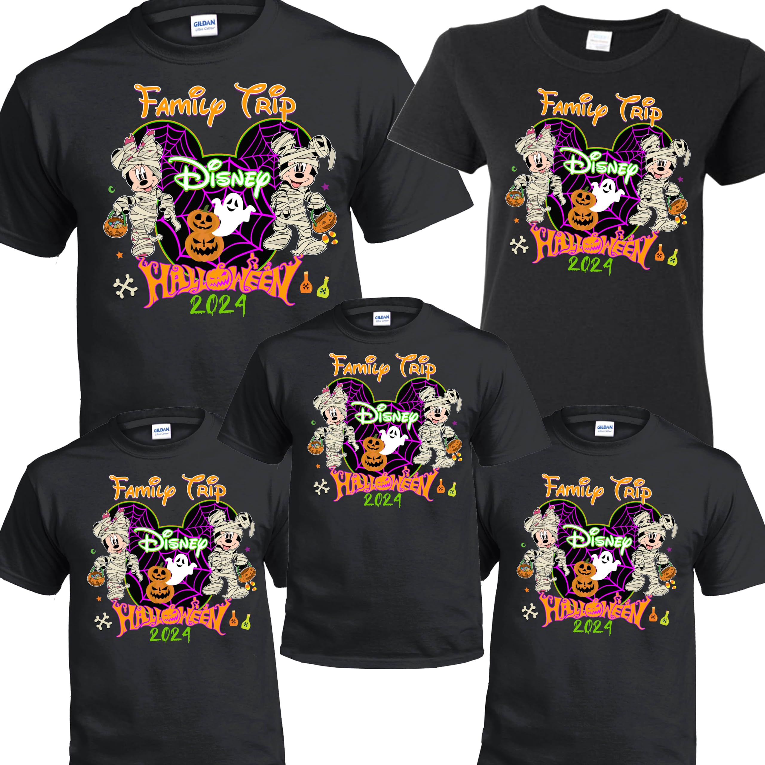 Custom Halloween Family Black Shirts for Disney Halloween Party 2024 - Matching Couple & Group T-Shirts for Spooky Family Costumes, Halloween Events & Theme Parties