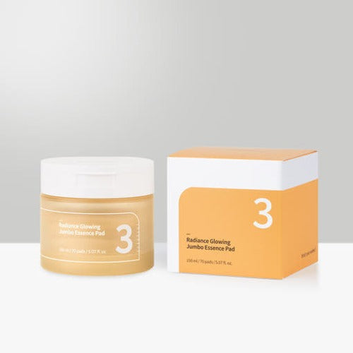 Numbuzin No.3 Radiance Glowing Jumbo Essence Pads - 70 Count Korean Skincare for Brightening & Hydration - Perfect for Morning Routine & Travel Skincare