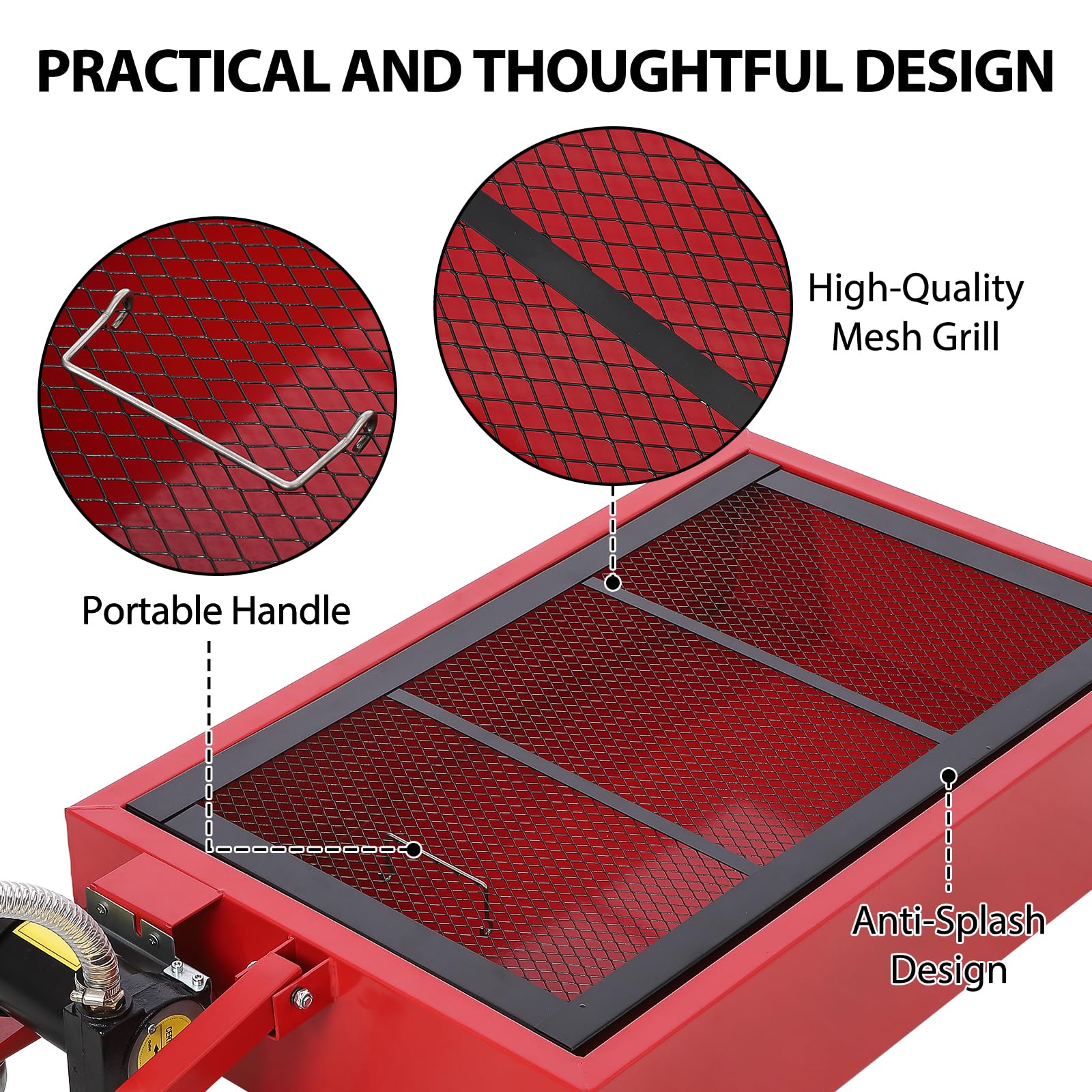 20 Gallon Oil Drain Pan with 12V Electric Pump - 76L Low Profile Oil Change Tank with Foldable Handle & Wheels - 8FT Hose Drain Cart for Cars, SUVs, Trucks - Perfect for DIY Oil Changes & Garage Maintenance