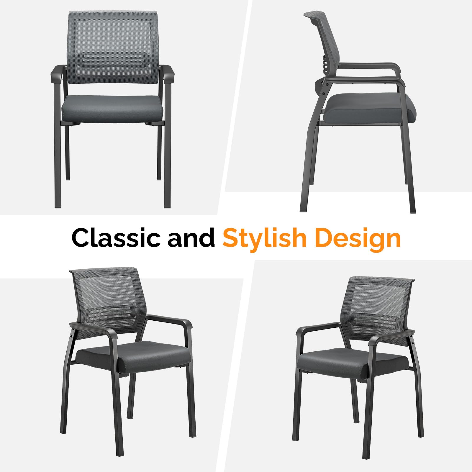 VINGLI Heavy Duty 350 lbs Capacity Oversized Waiting Room Chairs - Stackable Conference & Reception Chairs with Ergonomic Design for Office, Lobby, Guest Areas - Perfect for Corporate Spaces, Hotels, and Healthcare Facilities