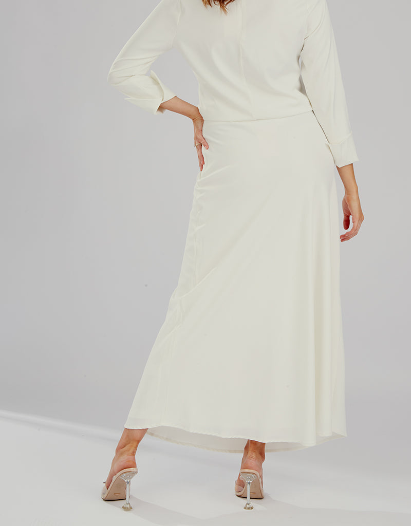 Escape Modish Satin Skirt for Women - Elegant High Waist Flowy Midi Skirt with Slit, Perfect for Party, Date Night & Office Wear