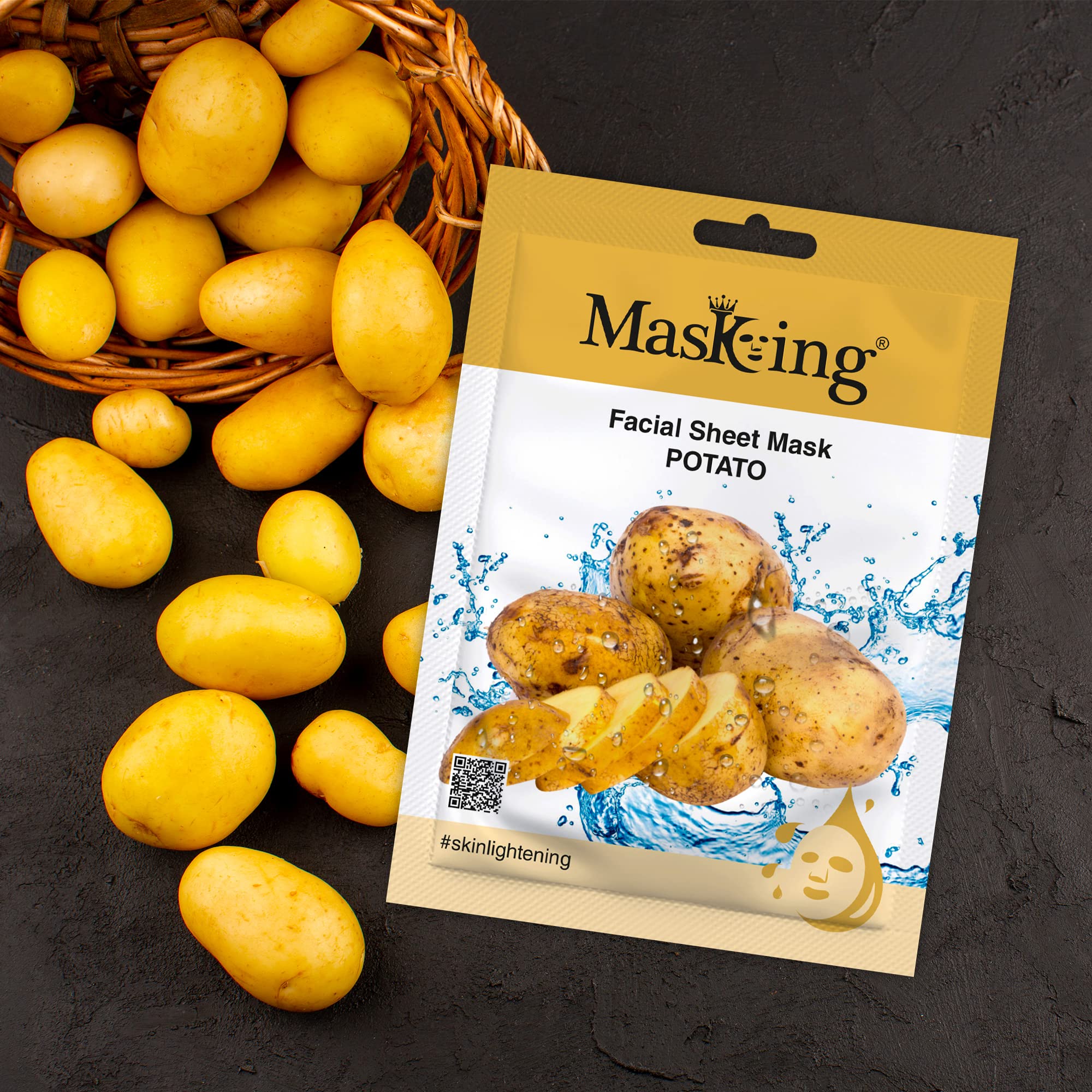MasKing Beauty Facial Sheet Mask Set - Kiwi, Avocado, Potato, Green Tea & Aloe Vera Extract for Skin Brightening, Hydration & Glow - 100ml (5-Pack) for Women & Men | Perfect for Daily Skincare, Spa Day & Travel Essentials