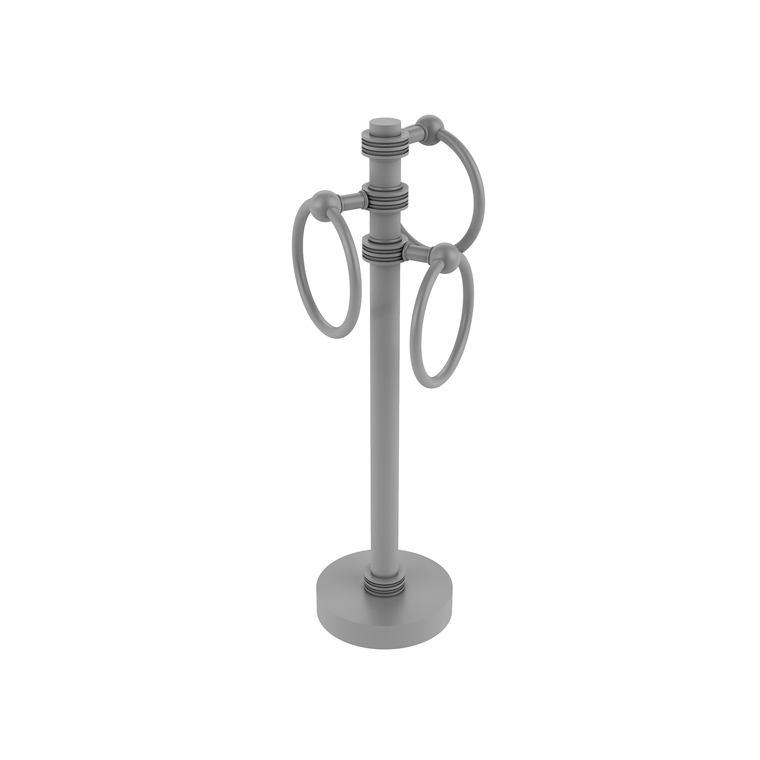 Allied Brass 983D Vanity Top 3 Ring Dotted Accents Guest Towel Holder - Matte Gray Bathroom Accessory for Powder Rooms, Guest Baths & Luxury Hotels